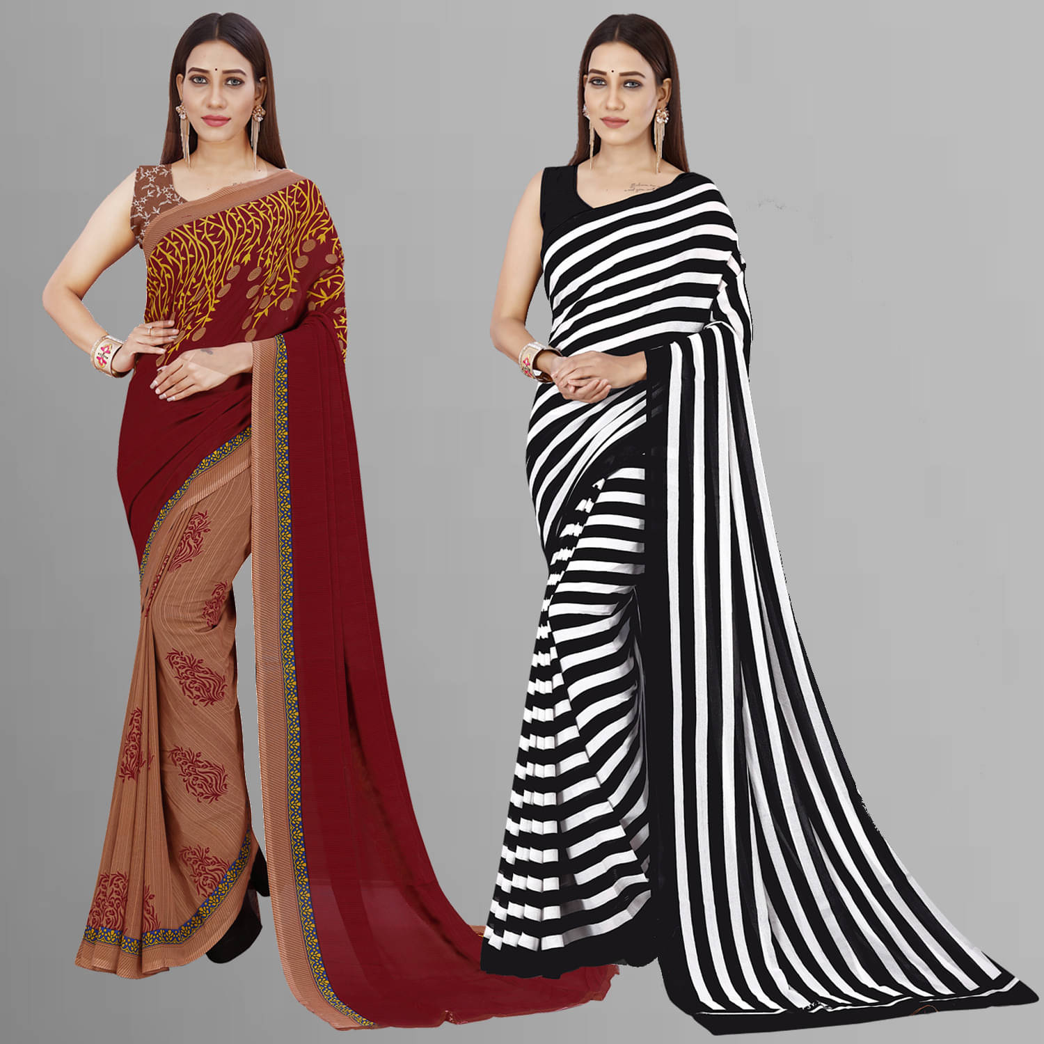     			ANAND SAREES Georgette Printed Saree With Unstitched Blouse Piece ( Multicolor )