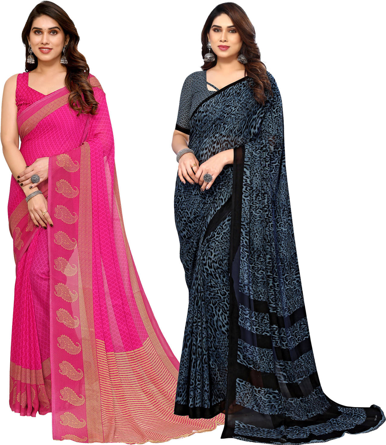 ANAND SAREES Georgette Printed Saree With Unstitched Blouse Piece ( Multicolor )     			ANAND SAREES Georgette Printed Saree With Unstitched Blouse Piece ( Multicolor )