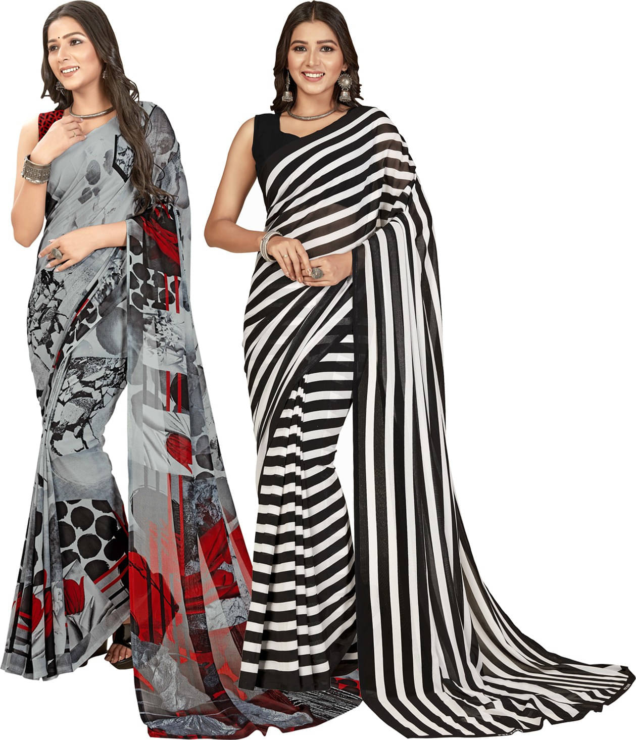     			ANAND SAREES Georgette Printed Saree With Unstitched Blouse Piece ( Multicolor )