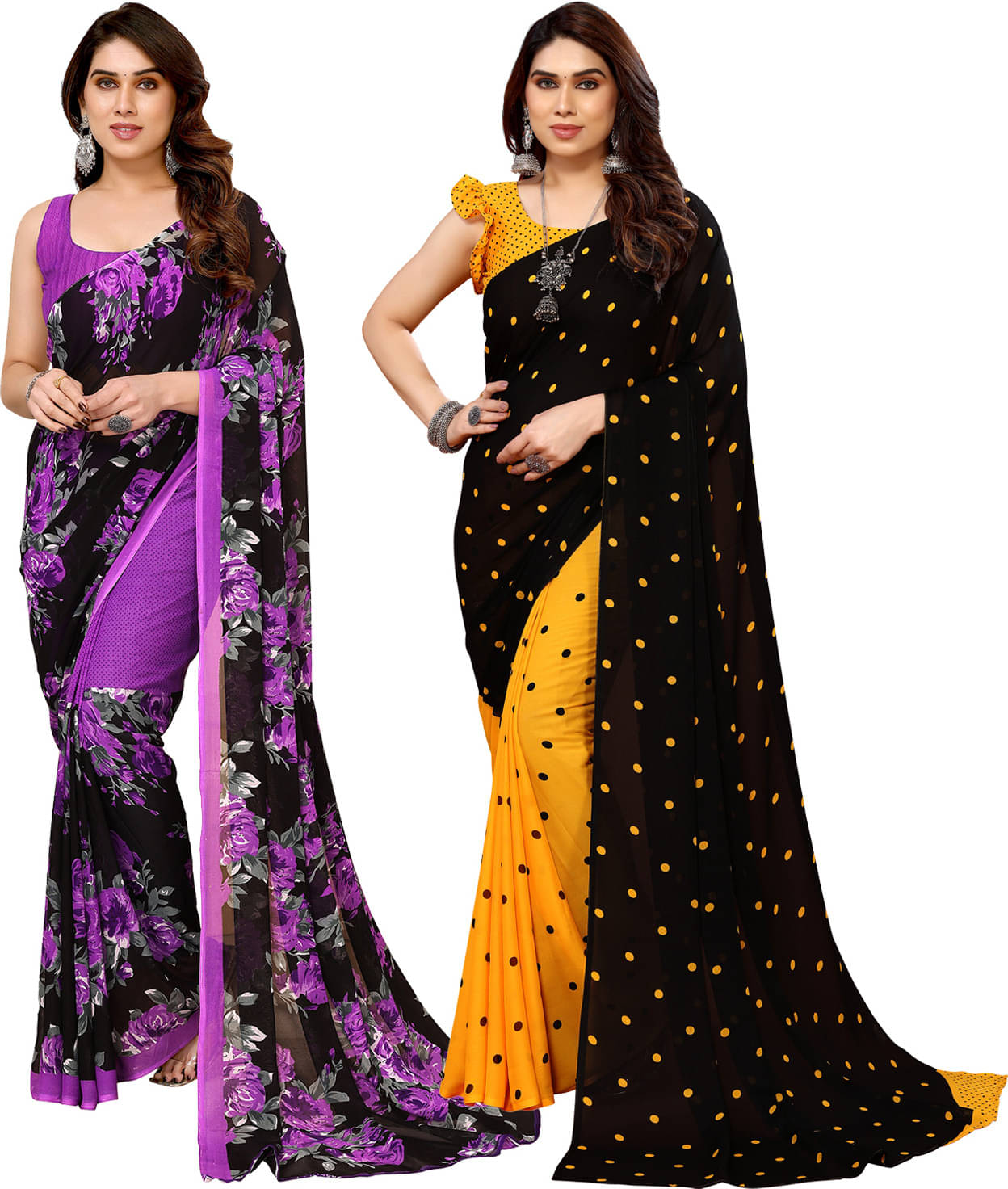     			ANAND SAREES Georgette Printed Saree With Unstitched Blouse Piece ( Multicolor )
