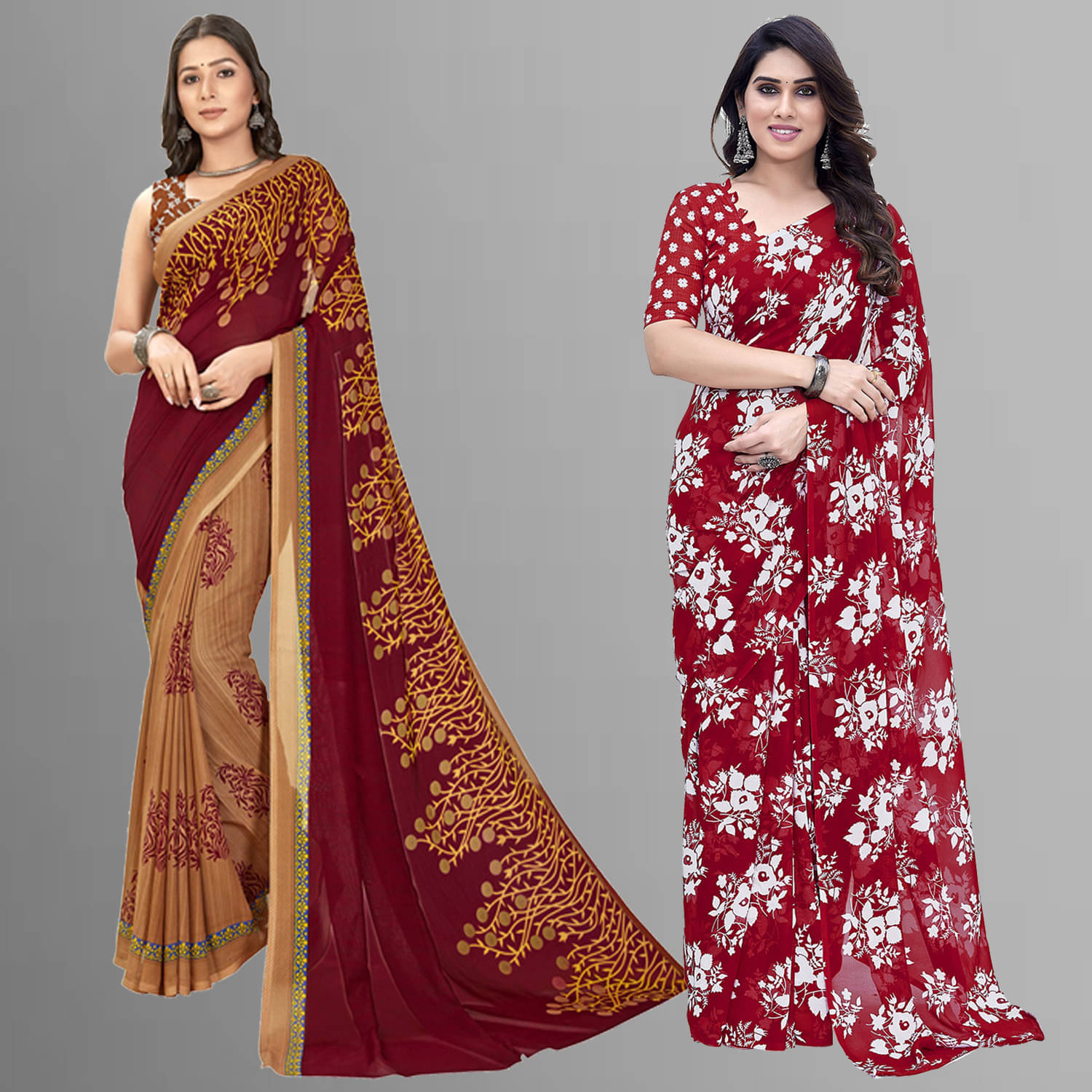     			ANAND SAREES Georgette Printed Saree With Unstitched Blouse Piece ( Multicolor )
