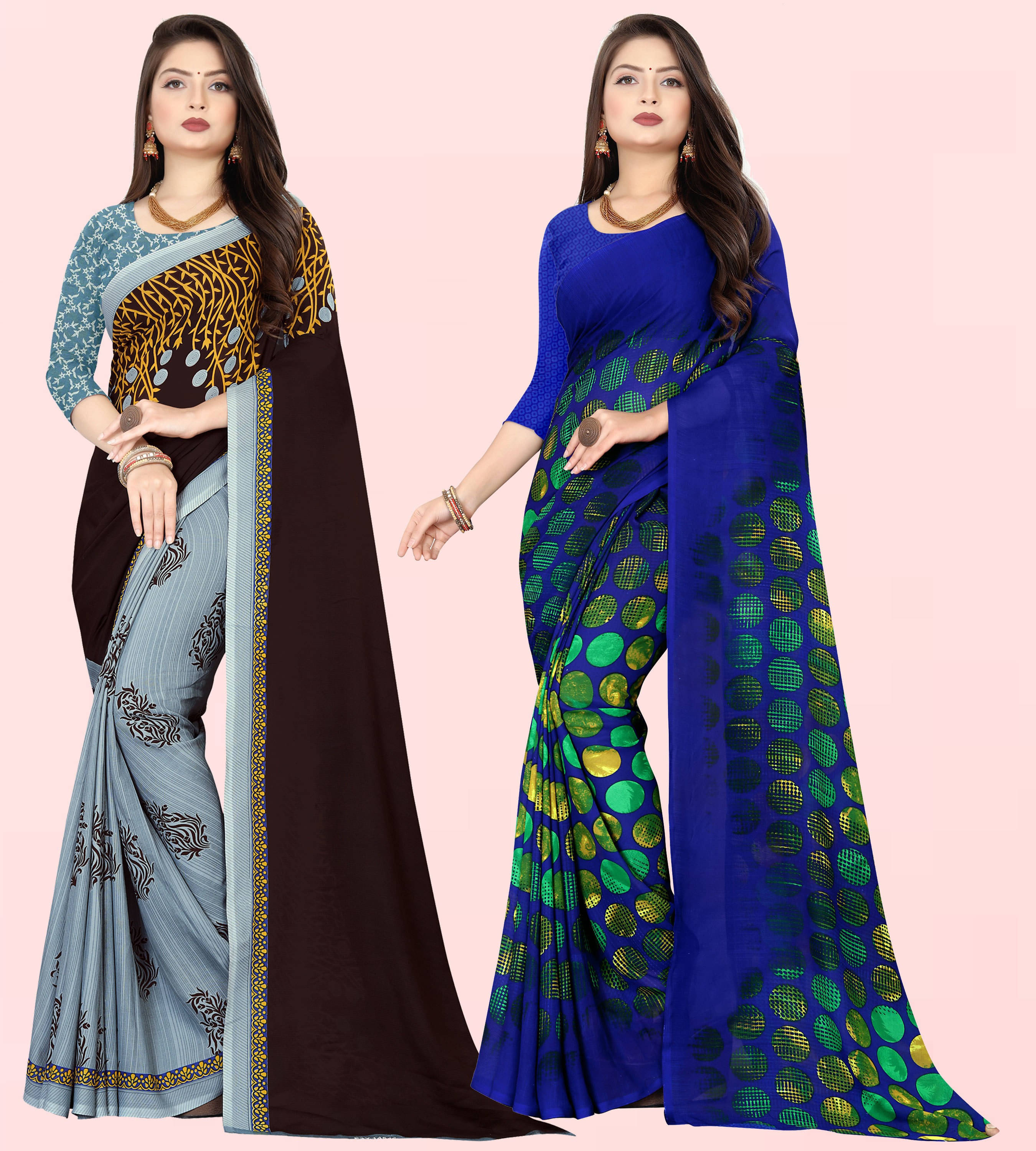 ANAND SAREES Georgette Printed Saree With Unstitched Blouse Piece ( Multicolor ) ANAND SAREES Georgette Printed Saree With Unstitched Blouse Piece ( Multicolor )