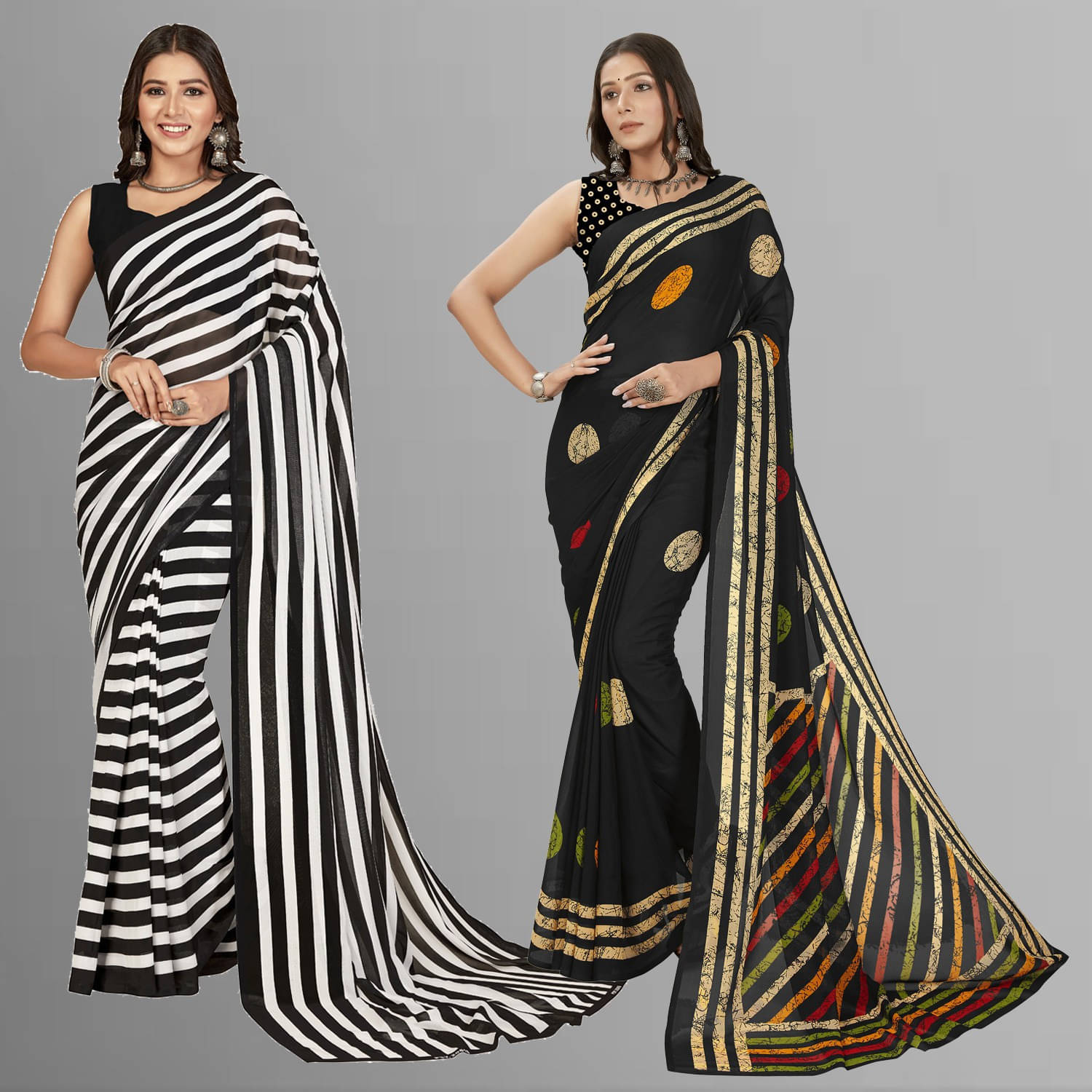     			ANAND SAREES Georgette Printed Saree With Unstitched Blouse Piece ( Black )