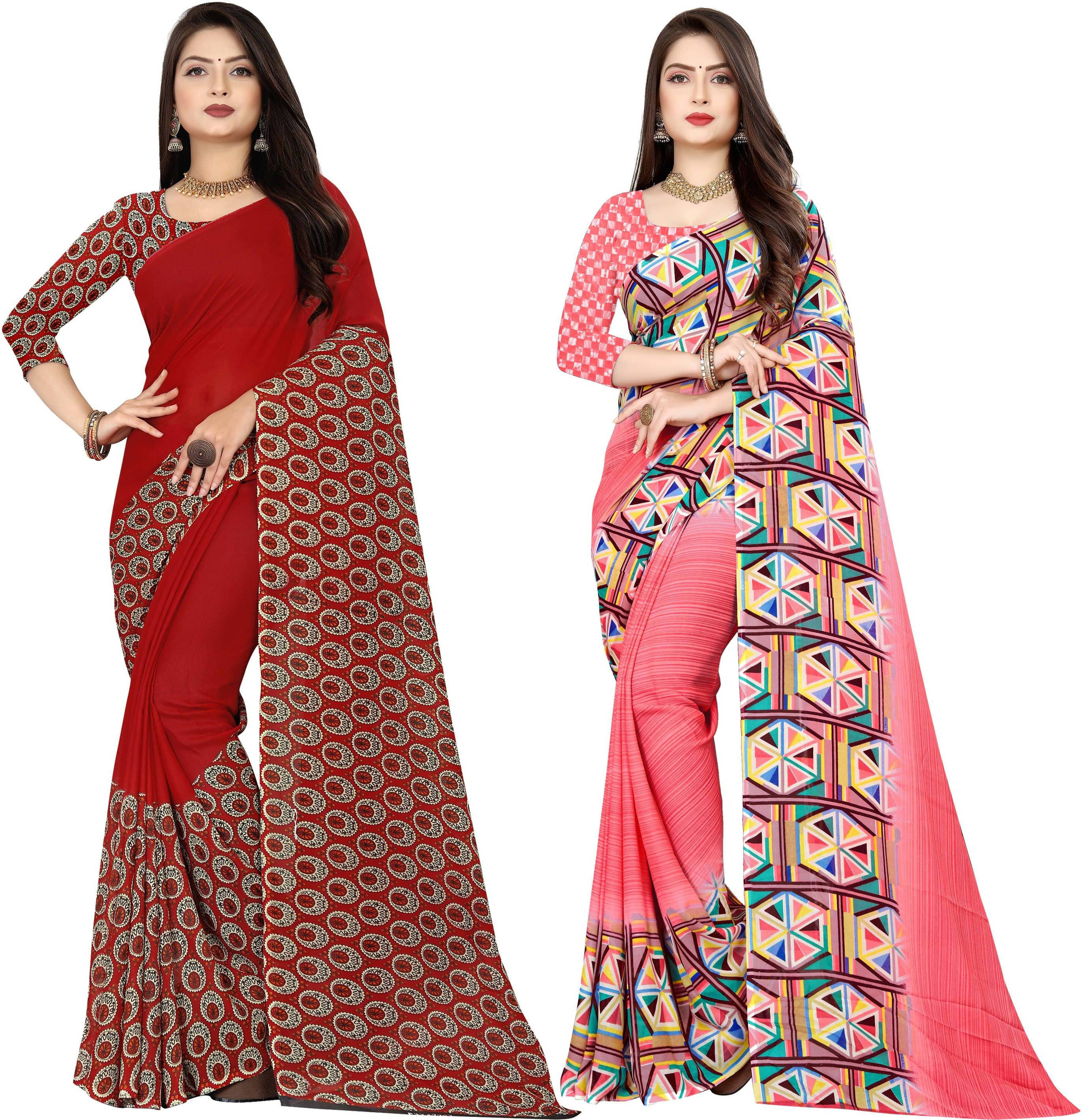 ANAND SAREES Georgette Printed Saree With Unstitched Blouse Piece ( Multicolor ) ANAND SAREES Georgette Printed Saree With Unstitched Blouse Piece ( Multicolor )