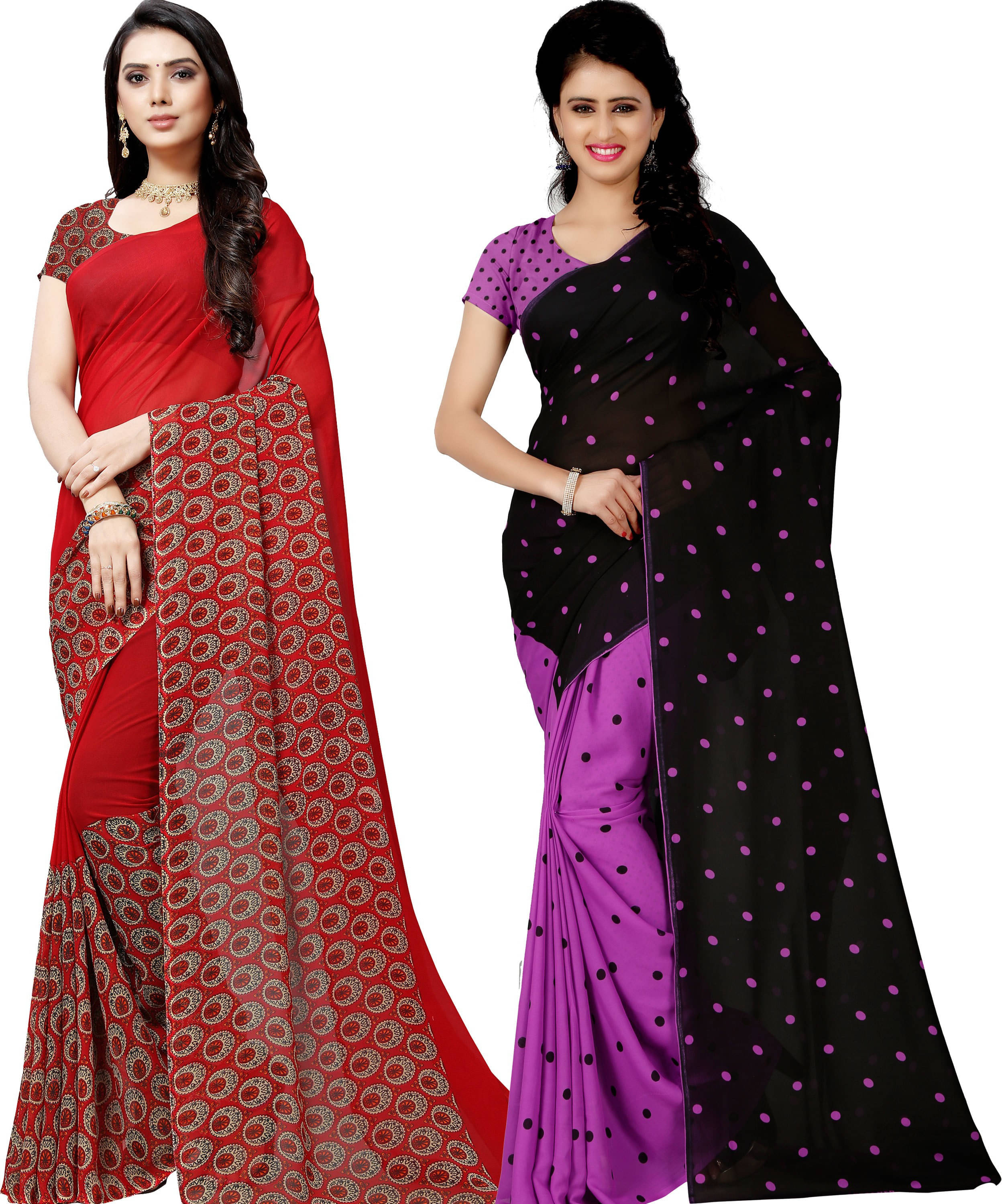 ANAND SAREES Georgette Printed Saree With Unstitched Blouse Piece ( Multicolor ) ANAND SAREES Georgette Printed Saree With Unstitched Blouse Piece ( Multicolor )