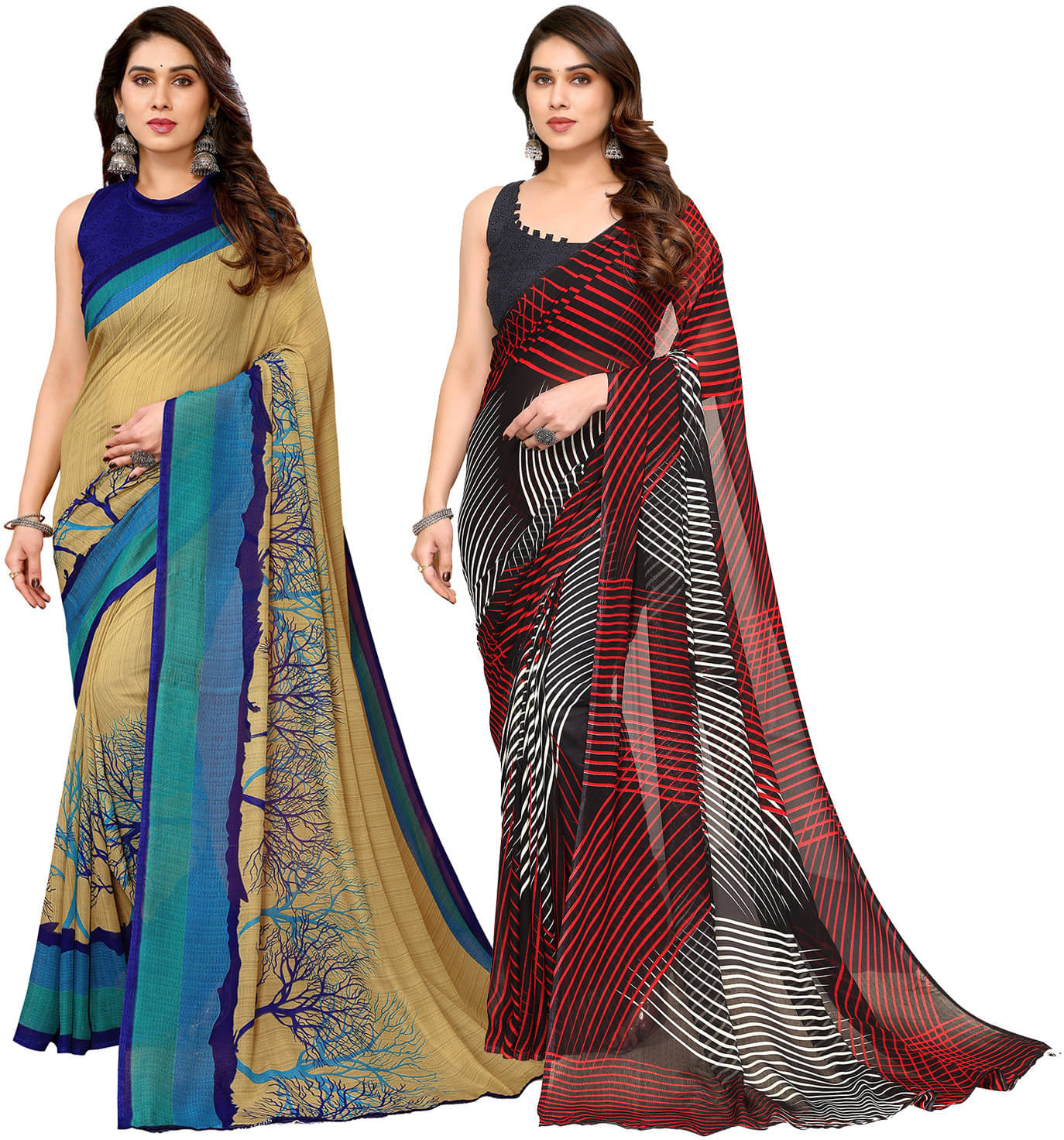 ANAND SAREES Georgette Printed Saree With Unstitched Blouse Piece ( Multicolor ) ANAND SAREES Georgette Printed Saree With Unstitched Blouse Piece ( Multicolor )