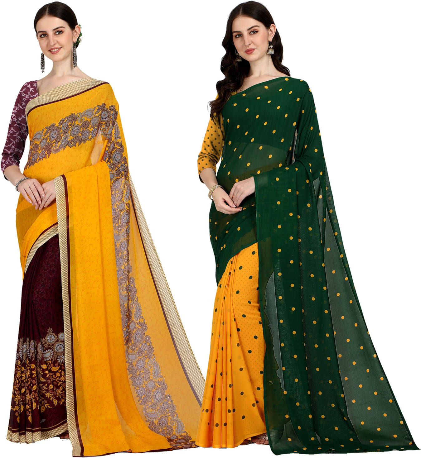     			ANAND SAREES Georgette Printed Saree With Unstitched Blouse Piece ( Multicolor )