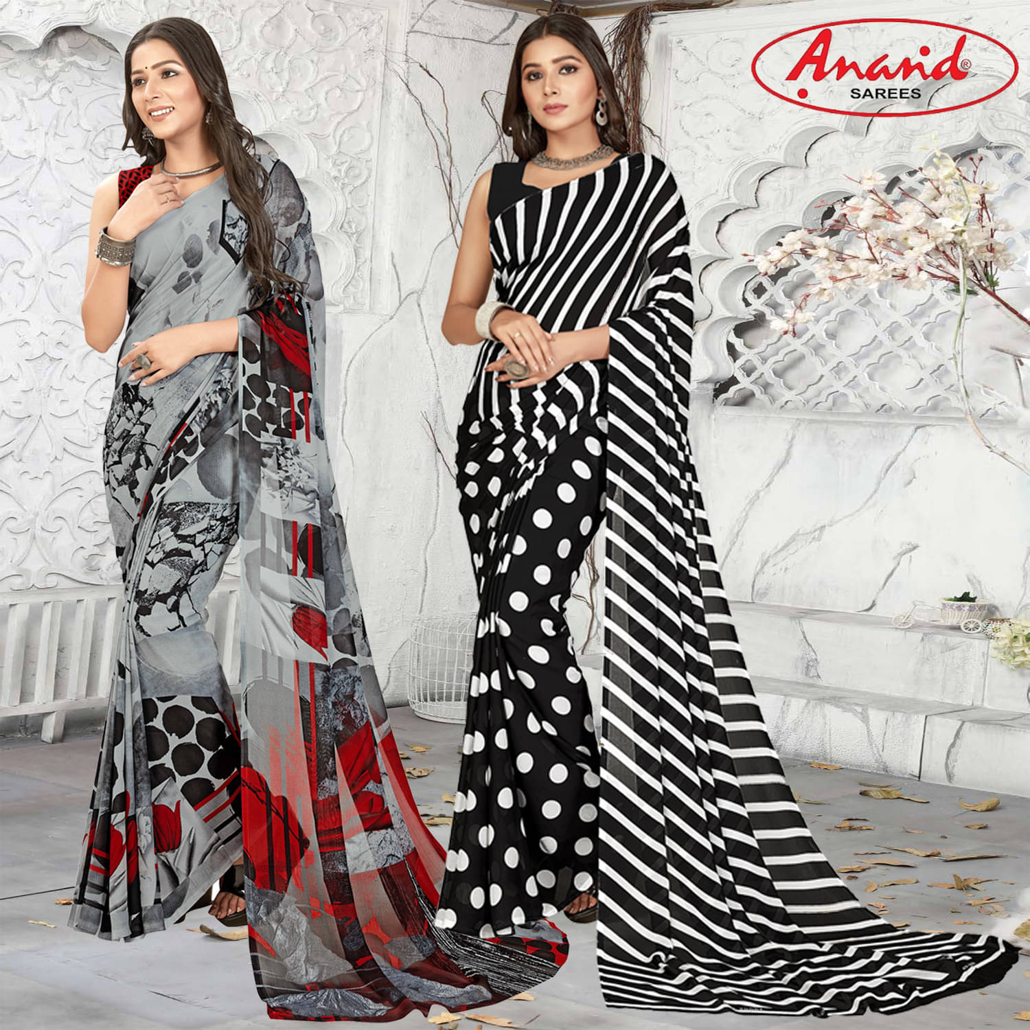 ANAND SAREES Georgette Printed Saree With Unstitched Blouse Piece ( Multicolor ) ANAND SAREES Georgette Printed Saree With Unstitched Blouse Piece ( Multicolor )