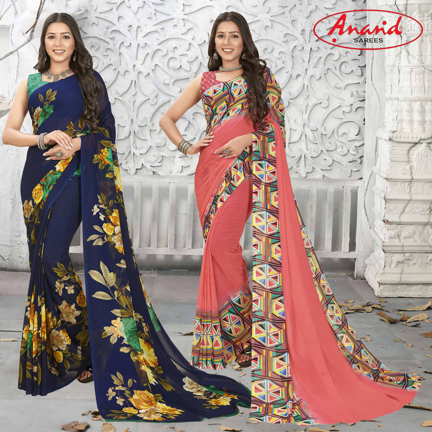 ANAND SAREES Georgette Printed Saree With Unstitched Blouse Piece ( Multicolor ) ANAND SAREES Georgette Printed Saree With Unstitched Blouse Piece ( Multicolor )