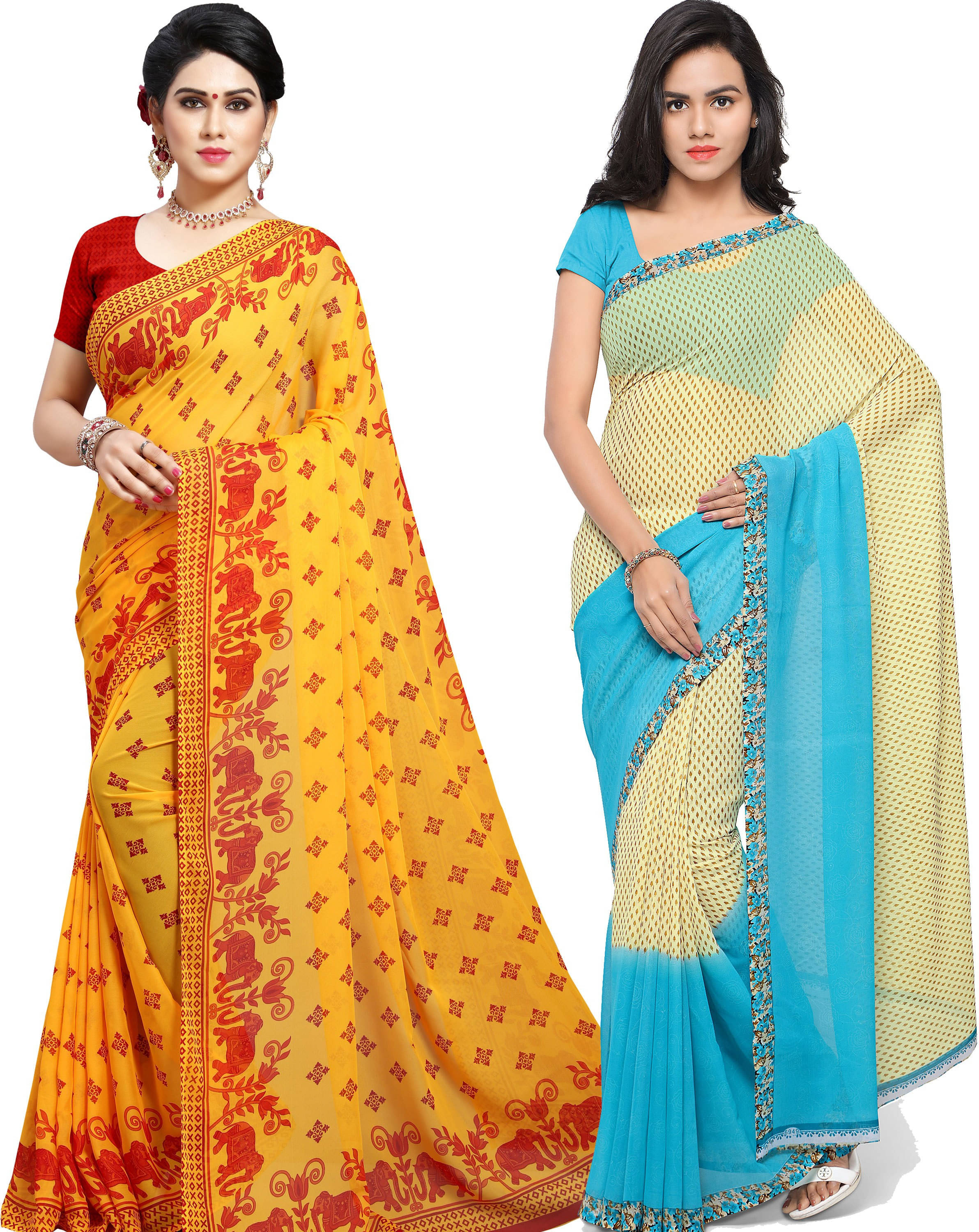    			ANAND SAREES Georgette Printed Saree With Unstitched Blouse Piece ( Multicolor )