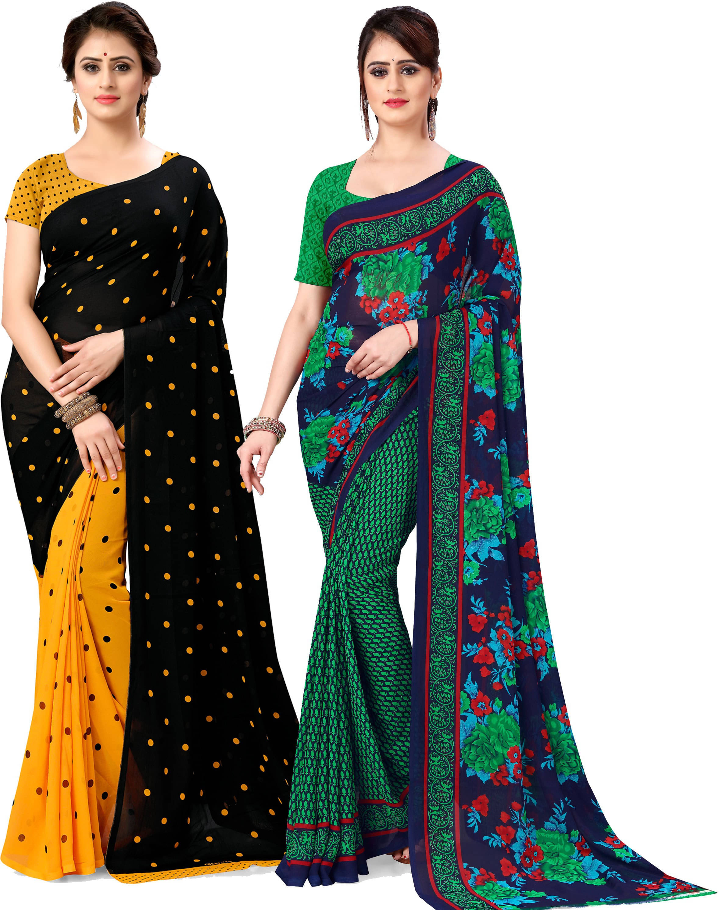 ANAND SAREES Georgette Printed Saree With Unstitched Blouse Piece ( Multicolor ) ANAND SAREES Georgette Printed Saree With Unstitched Blouse Piece ( Multicolor )