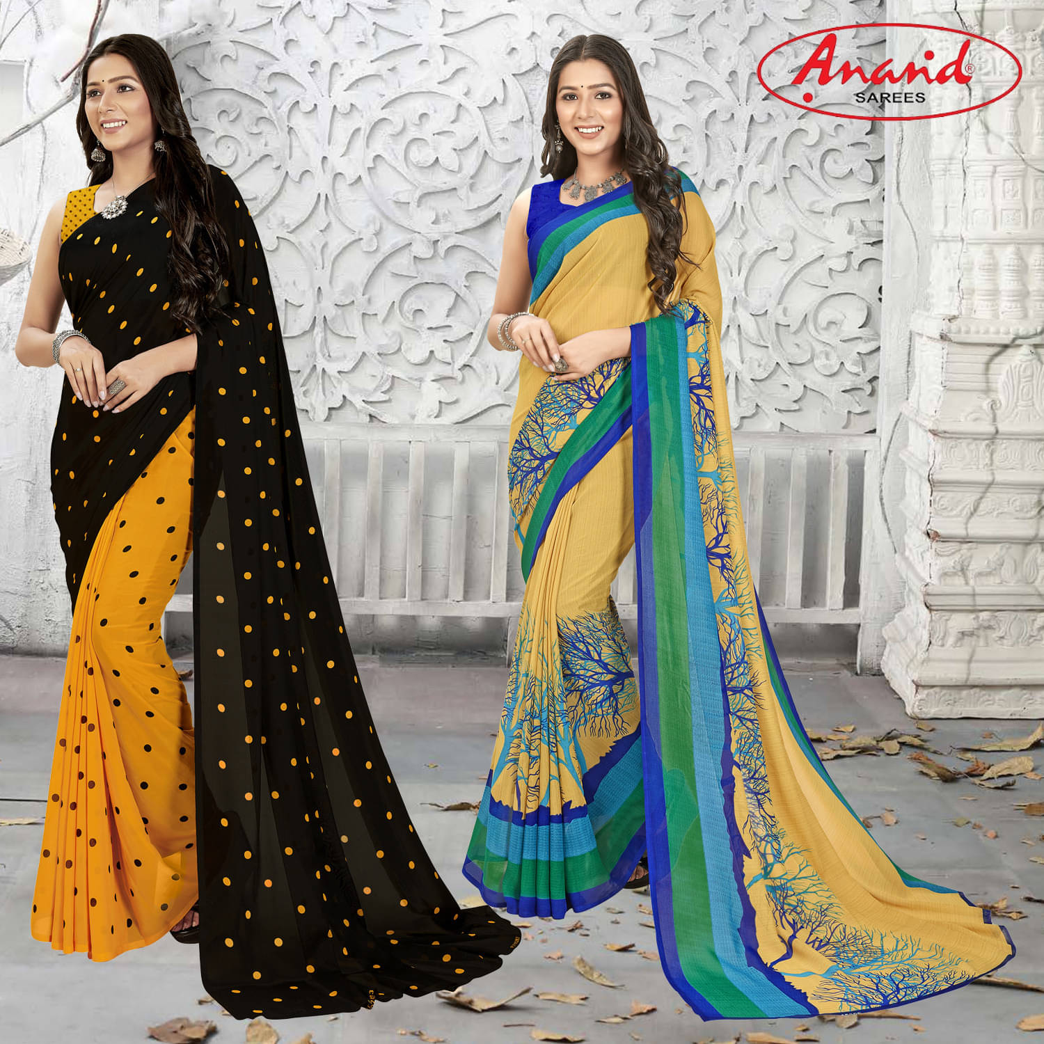 ANAND SAREES Georgette Printed Saree With Unstitched Blouse Piece ( Multicolor ) ANAND SAREES Georgette Printed Saree With Unstitched Blouse Piece ( Multicolor )