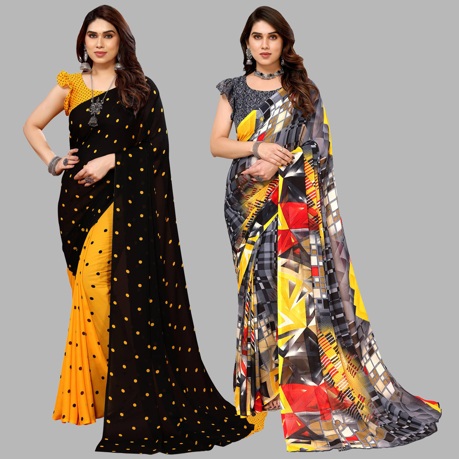 ANAND SAREES Georgette Printed Saree With Unstitched Blouse Piece ( Multicolor ) ANAND SAREES Georgette Printed Saree With Unstitched Blouse Piece ( Multicolor )