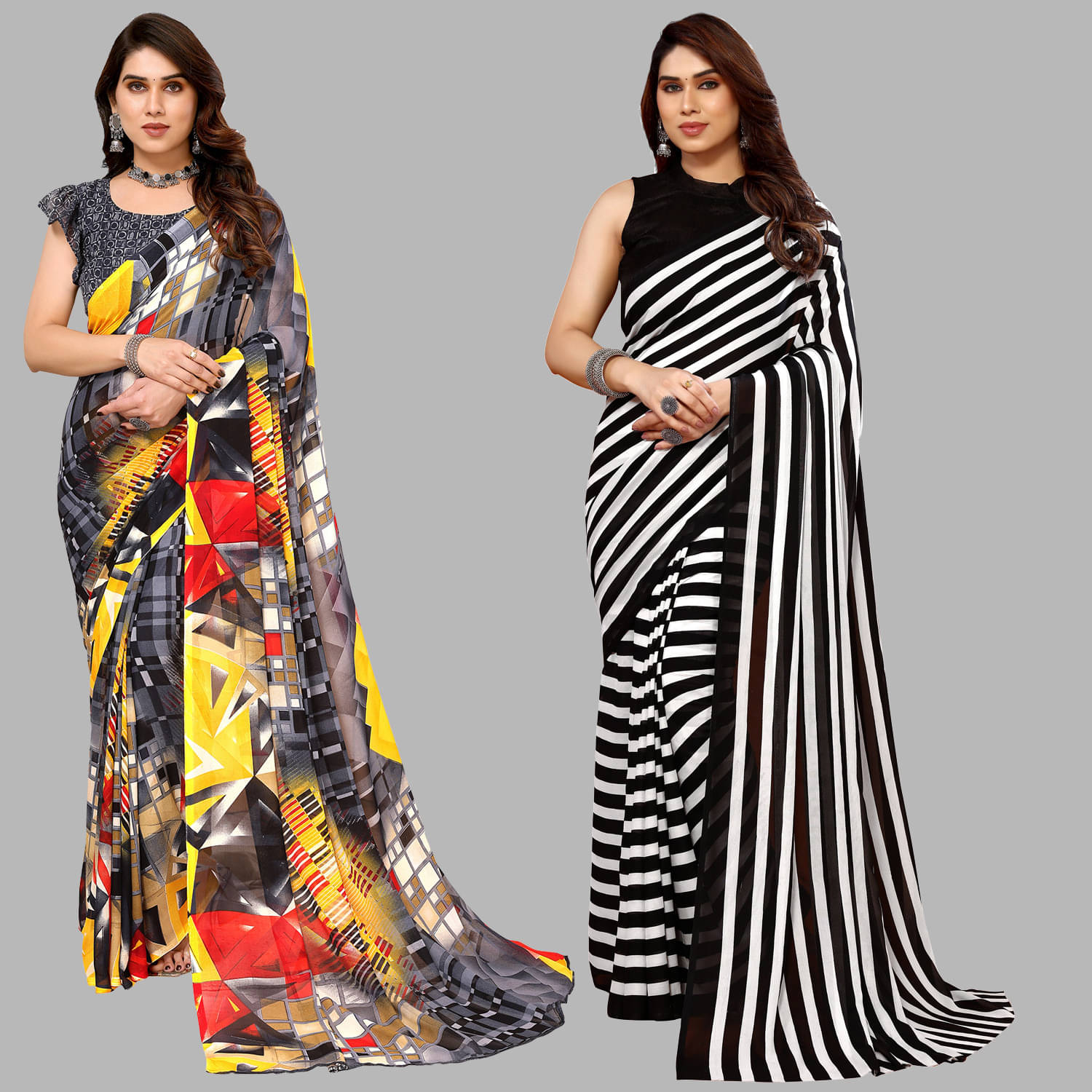     			ANAND SAREES Georgette Printed Saree With Unstitched Blouse Piece ( Multicolor )