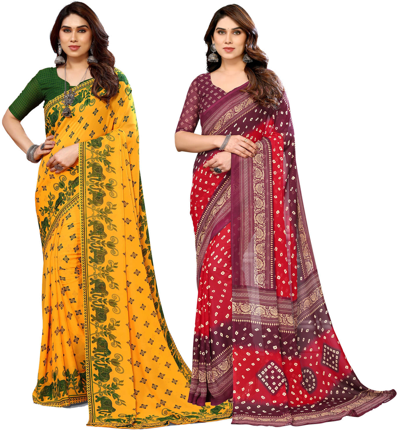 ANAND SAREES Georgette Printed Saree With Unstitched Blouse Piece ( Multicolor )     			ANAND SAREES Georgette Printed Saree With Unstitched Blouse Piece ( Multicolor )