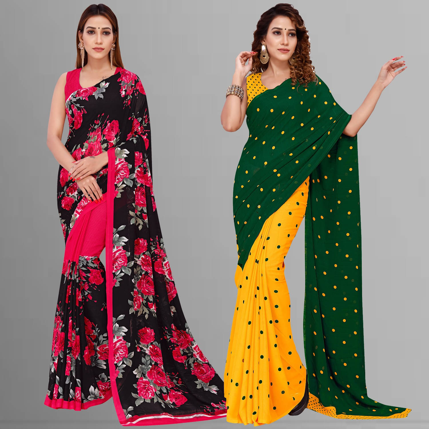 ANAND SAREES Georgette Printed Saree With Unstitched Blouse Piece ( Multicolor )     			ANAND SAREES Georgette Printed Saree With Unstitched Blouse Piece ( Multicolor )