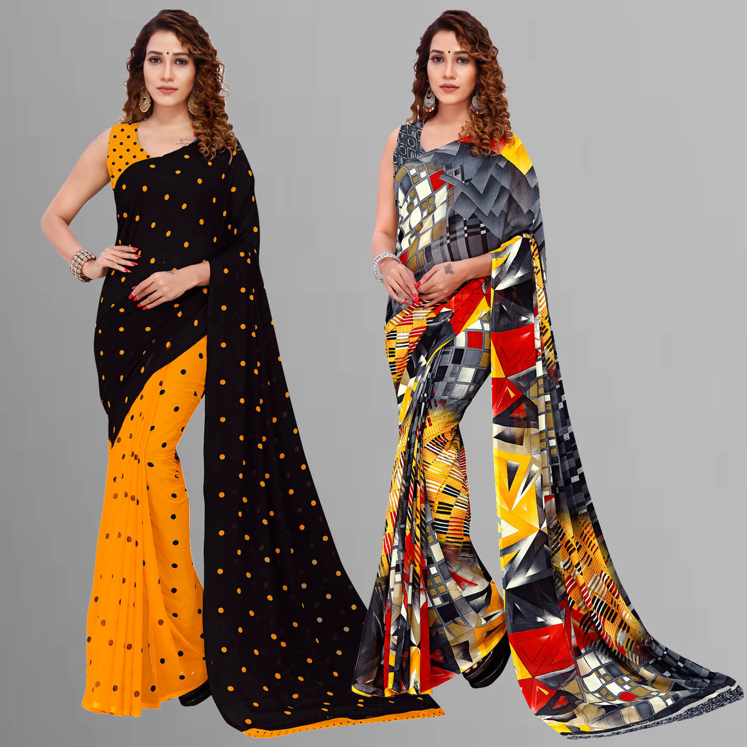     			ANAND SAREES Georgette Printed Saree With Unstitched Blouse Piece ( Multicolor )