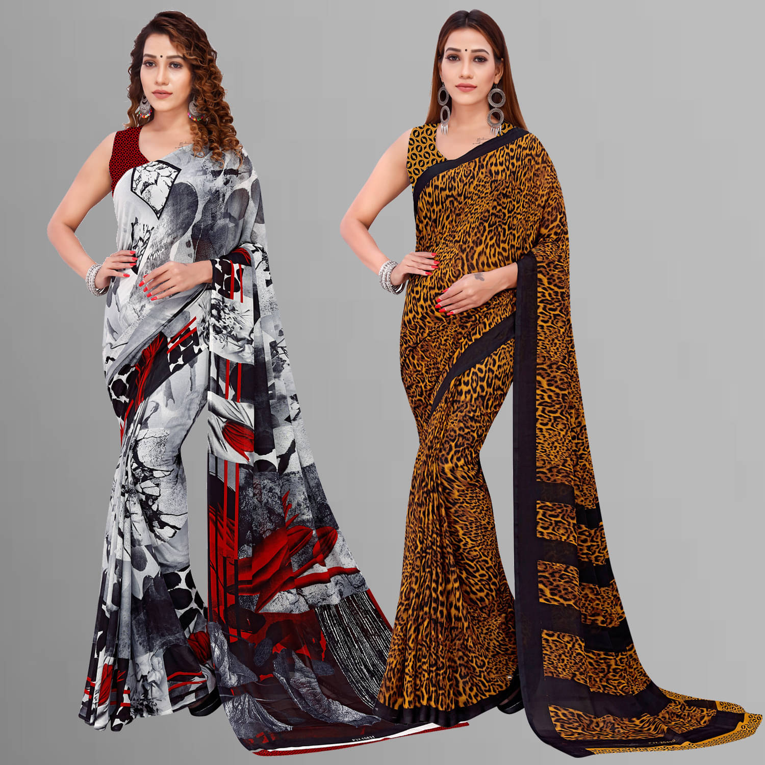 ANAND SAREES Georgette Printed Saree With Unstitched Blouse Piece ( Multicolor ) ANAND SAREES Georgette Printed Saree With Unstitched Blouse Piece ( Multicolor )
