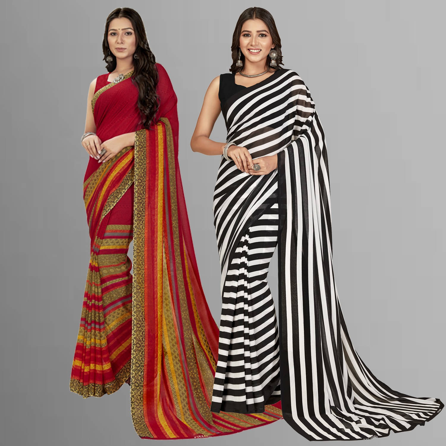     			ANAND SAREES Georgette Printed Saree With Unstitched Blouse Piece ( Multicolor )