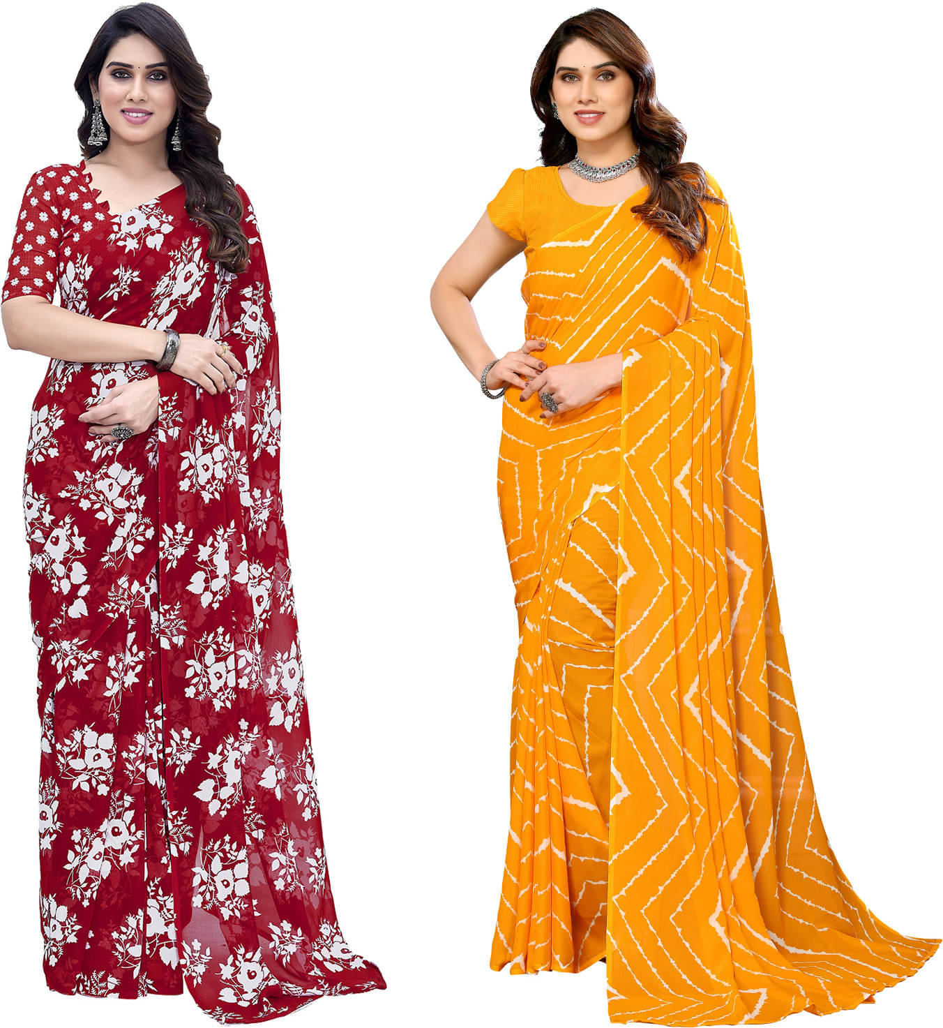 ANAND SAREES Georgette Printed Saree With Unstitched Blouse Piece ( Multicolor ) ANAND SAREES Georgette Printed Saree With Unstitched Blouse Piece ( Multicolor )