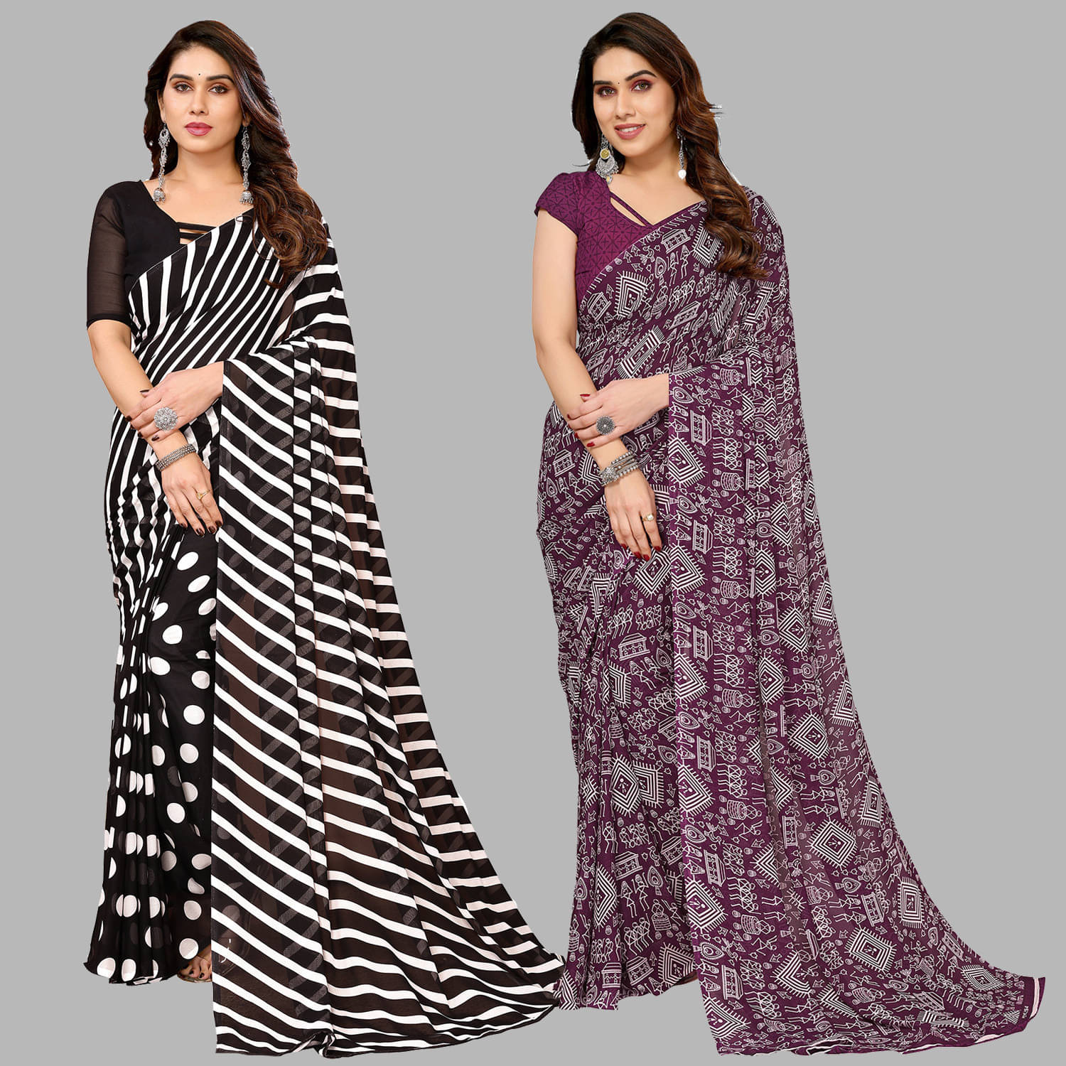     			ANAND SAREES Georgette Printed Saree With Unstitched Blouse Piece ( Multicolor )