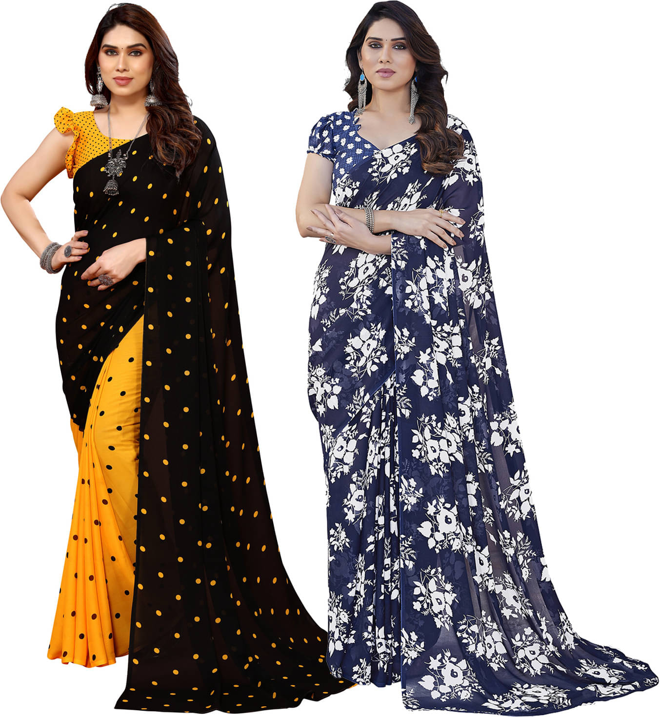     			ANAND SAREES Georgette Printed Saree With Unstitched Blouse Piece ( Multicolor )