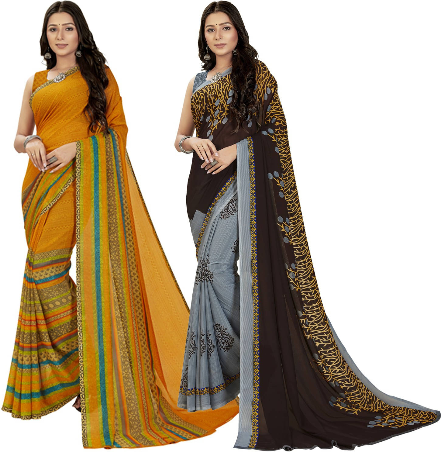 ANAND SAREES Georgette Printed Saree With Unstitched Blouse Piece ( Multicolor )     			ANAND SAREES Georgette Printed Saree With Unstitched Blouse Piece ( Multicolor )