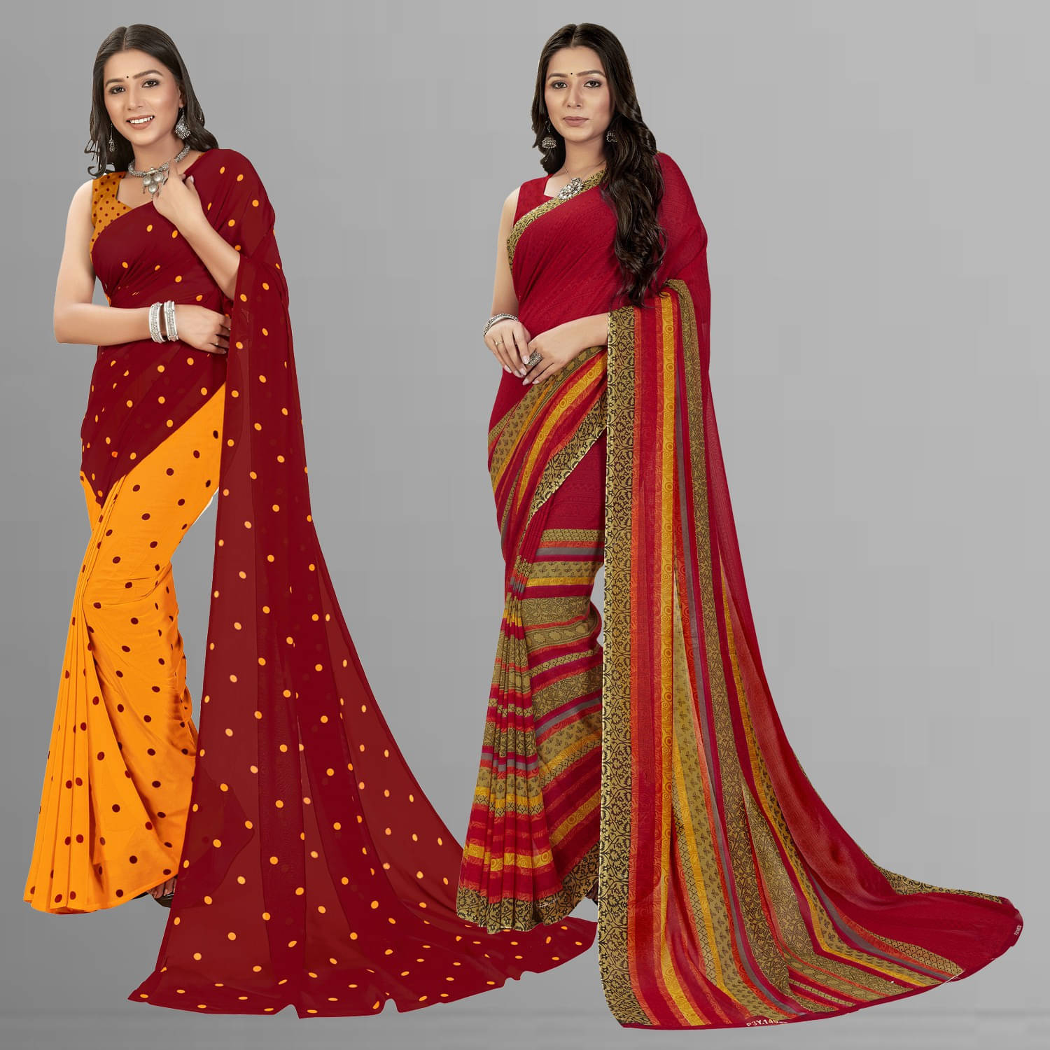 ANAND SAREES Georgette Printed Saree With Unstitched Blouse Piece ( Red ) ANAND SAREES Georgette Printed Saree With Unstitched Blouse Piece ( Red )