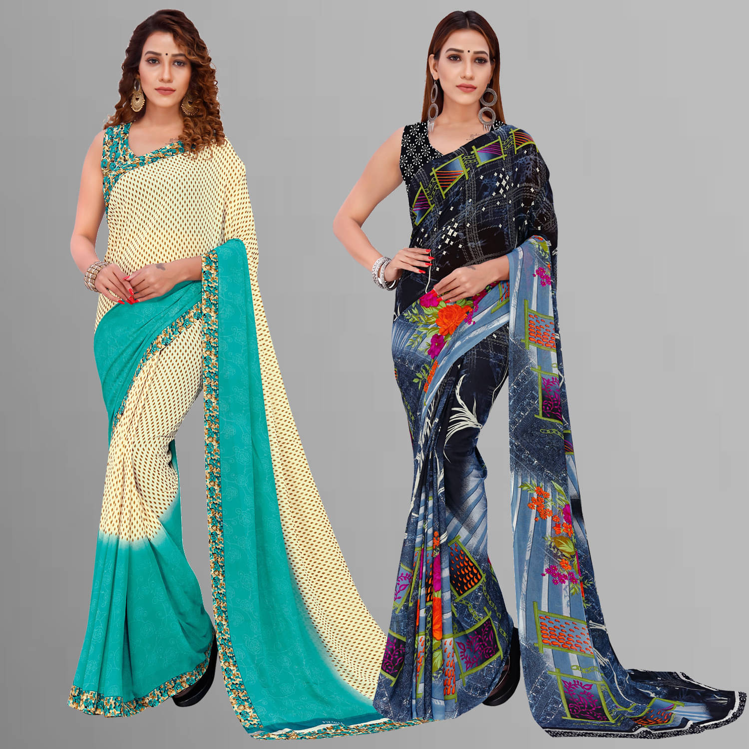 ANAND SAREES Georgette Printed Saree With Unstitched Blouse Piece ( Multicolor ) ANAND SAREES Georgette Printed Saree With Unstitched Blouse Piece ( Multicolor )