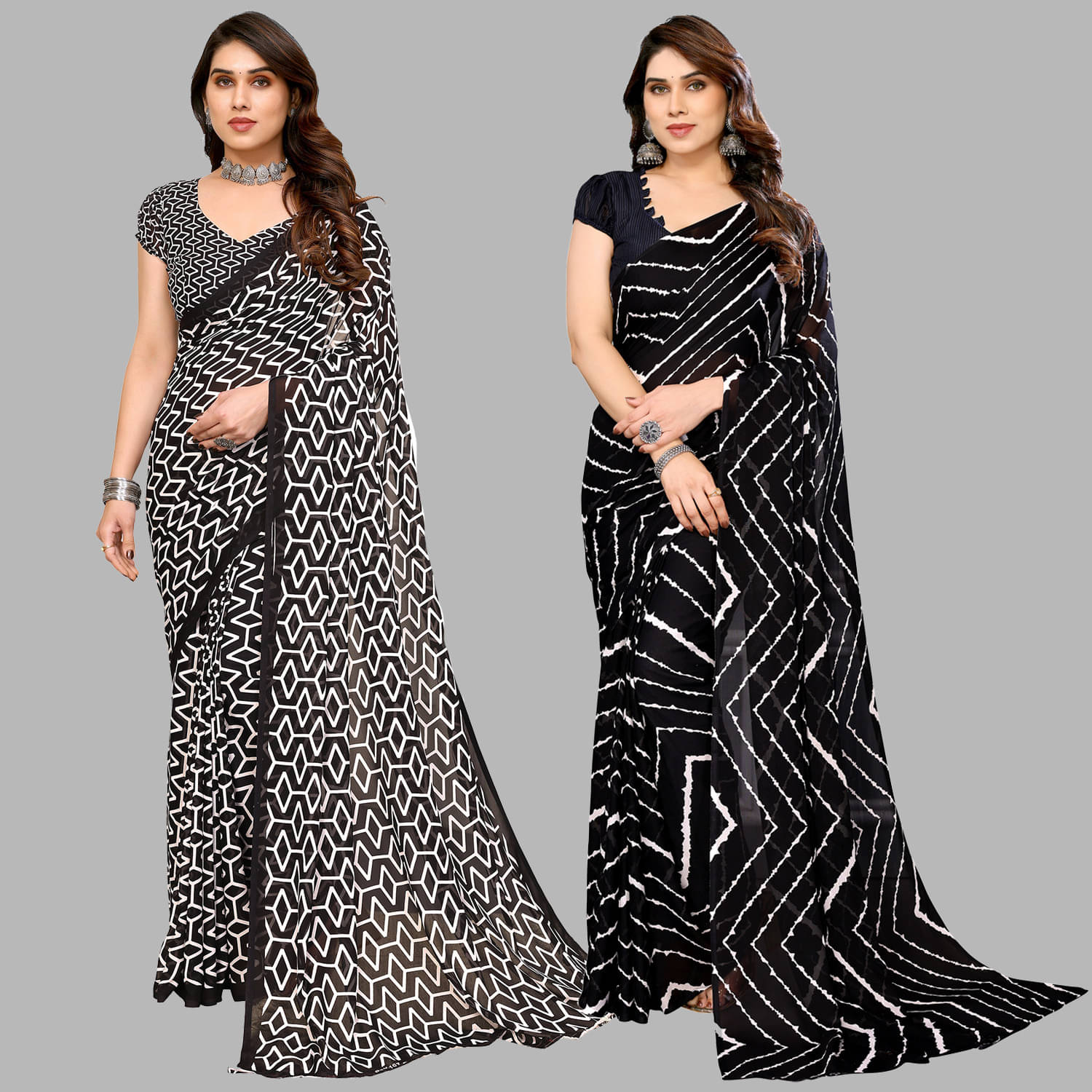 ANAND SAREES Georgette Printed Saree With Unstitched Blouse Piece ( Multicolor ) ANAND SAREES Georgette Printed Saree With Unstitched Blouse Piece ( Multicolor )