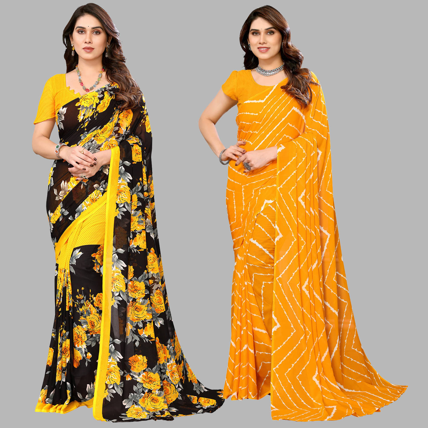 ANAND SAREES Georgette Printed Saree With Unstitched Blouse Piece ( Multicolor ) ANAND SAREES Georgette Printed Saree With Unstitched Blouse Piece ( Multicolor )
