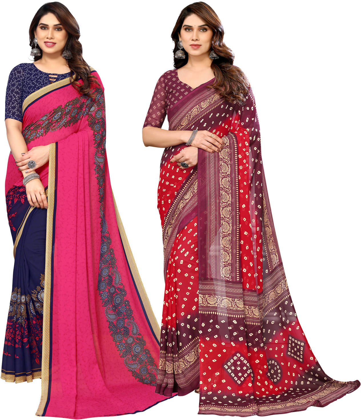     			ANAND SAREES Georgette Printed Saree With Unstitched Blouse Piece ( Multicolor )