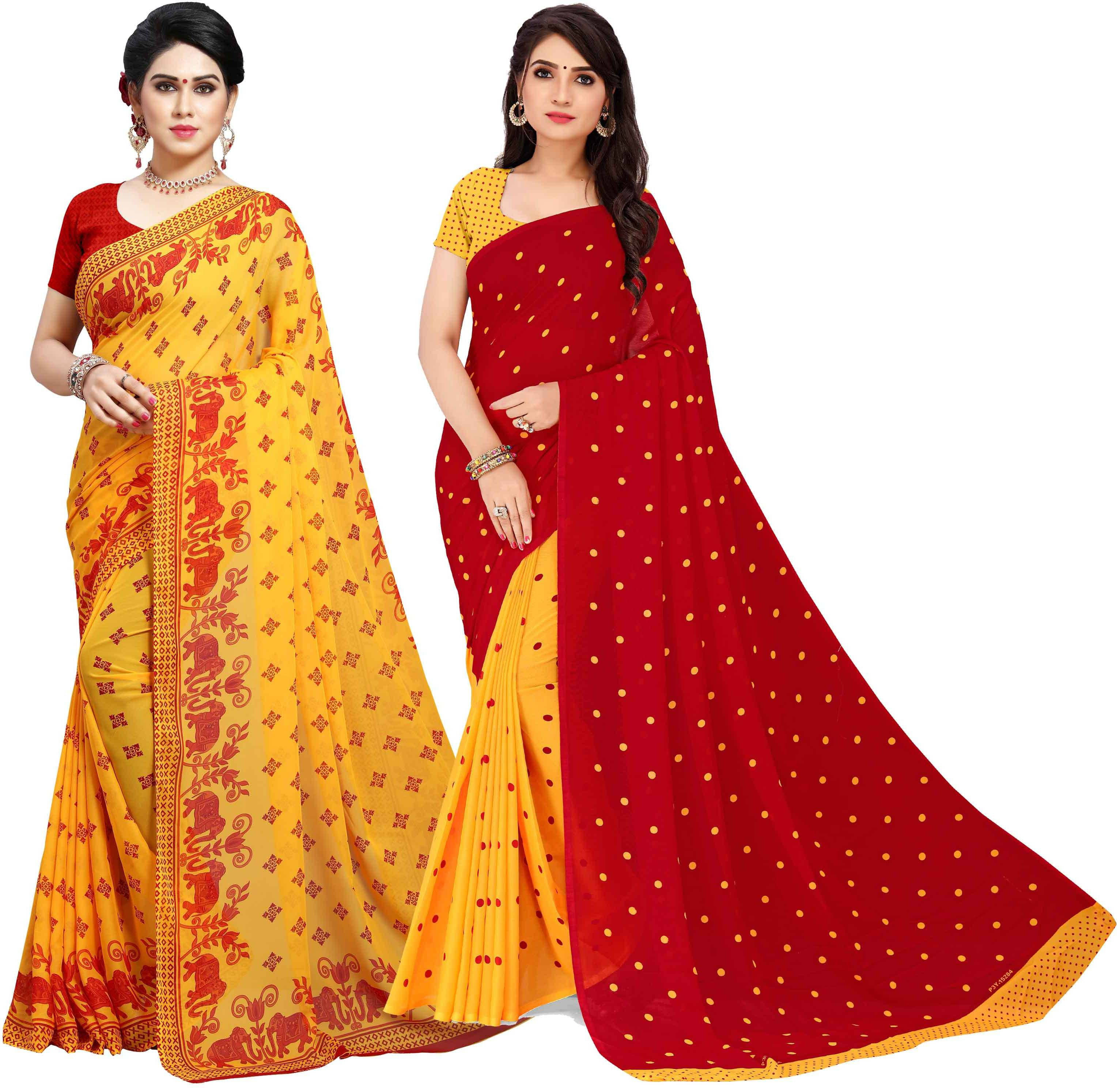 ANAND SAREES Georgette Printed Saree With Unstitched Blouse Piece ( Multicolor ) ANAND SAREES Georgette Printed Saree With Unstitched Blouse Piece ( Multicolor )