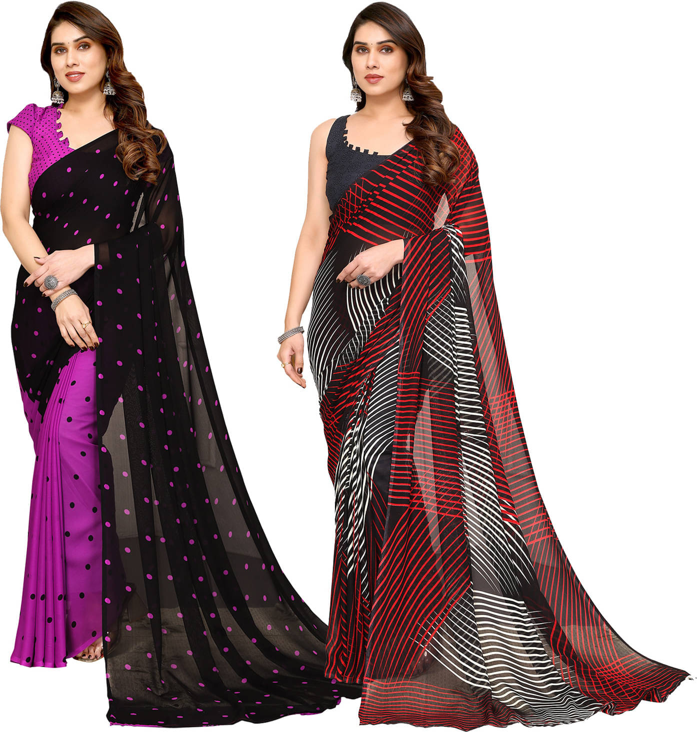 ANAND SAREES Georgette Printed Saree With Unstitched Blouse Piece ( Multicolor ) ANAND SAREES Georgette Printed Saree With Unstitched Blouse Piece ( Multicolor )
