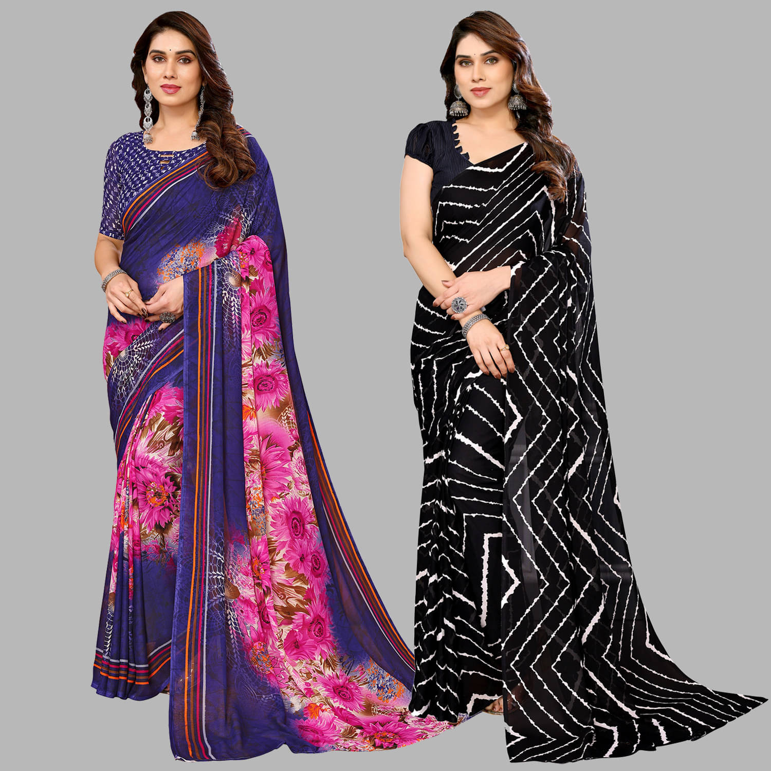 ANAND SAREES Georgette Printed Saree With Unstitched Blouse Piece ( Multicolor ) ANAND SAREES Georgette Printed Saree With Unstitched Blouse Piece ( Multicolor )
