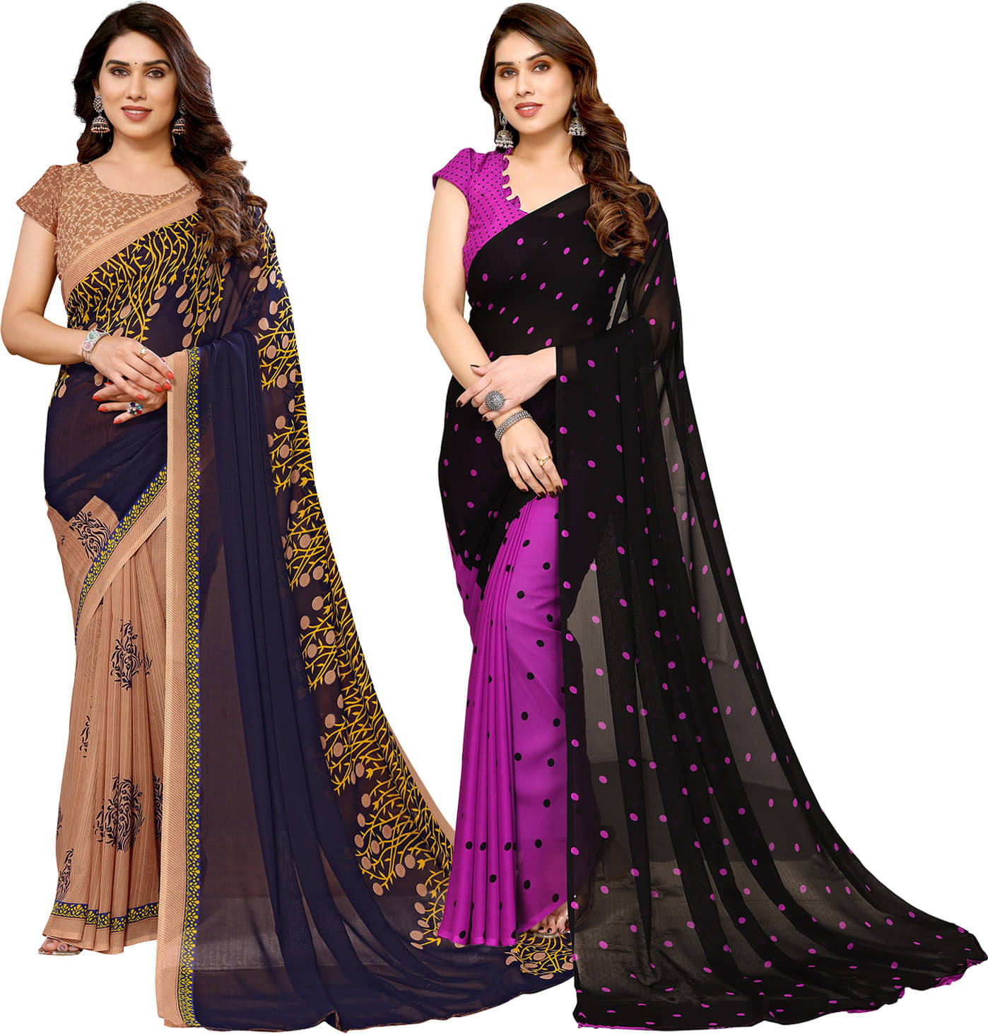     			ANAND SAREES Georgette Printed Saree With Unstitched Blouse Piece ( Multicolor )