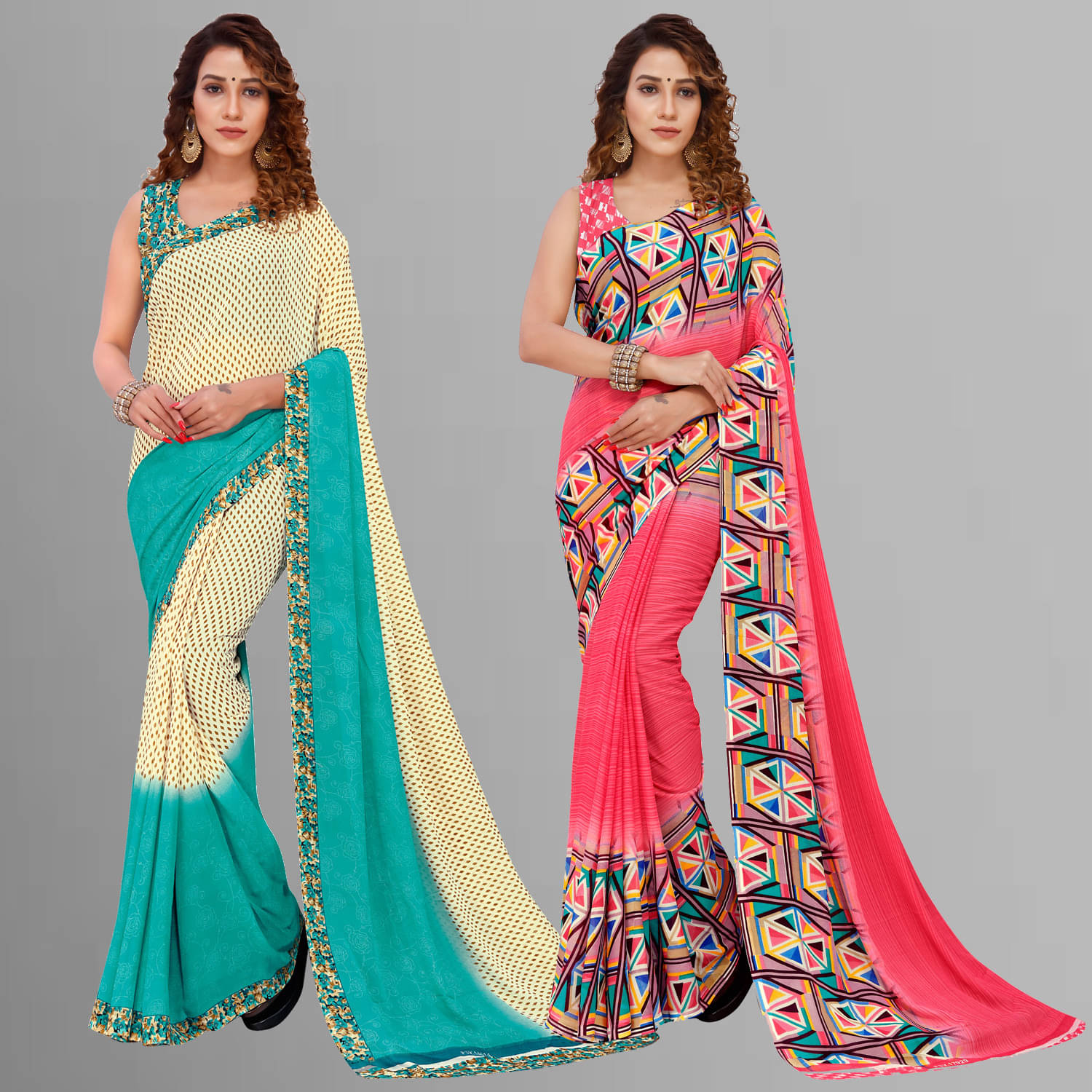 ANAND SAREES Georgette Printed Saree With Unstitched Blouse Piece ( Multicolor ) ANAND SAREES Georgette Printed Saree With Unstitched Blouse Piece ( Multicolor )