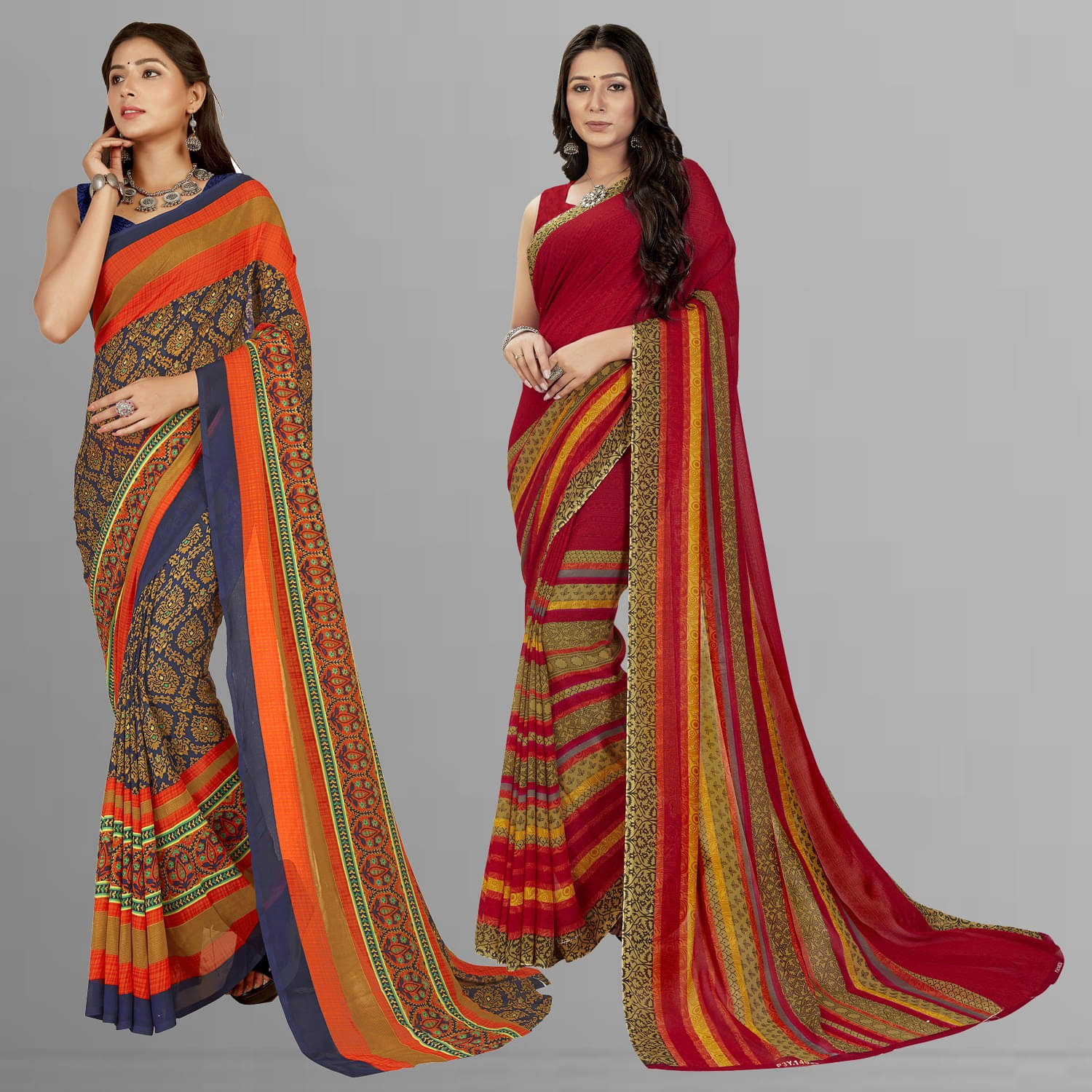     			ANAND SAREES Georgette Printed Saree With Unstitched Blouse Piece ( Red )