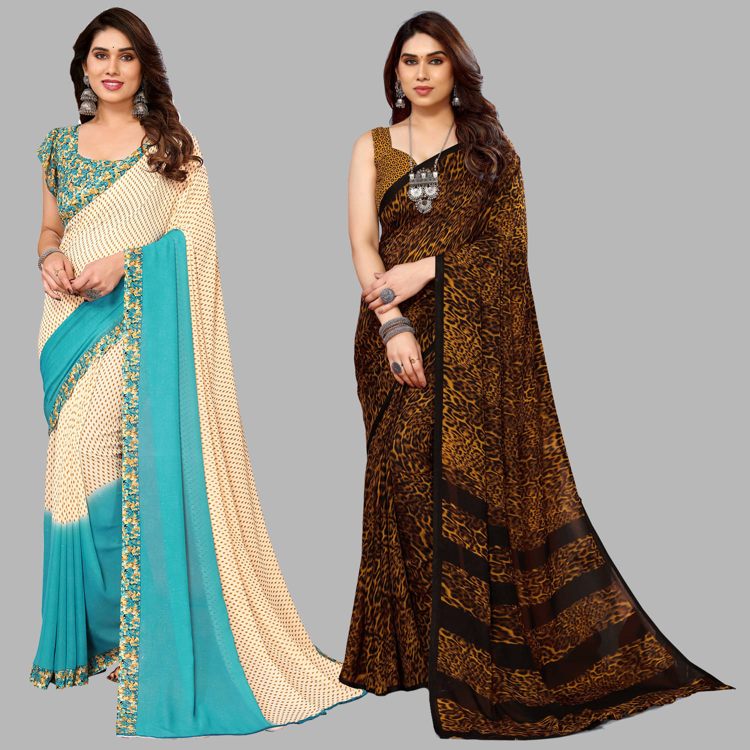 ANAND SAREES Georgette Printed Saree With Unstitched Blouse Piece ( Multicolor ) ANAND SAREES Georgette Printed Saree With Unstitched Blouse Piece ( Multicolor )