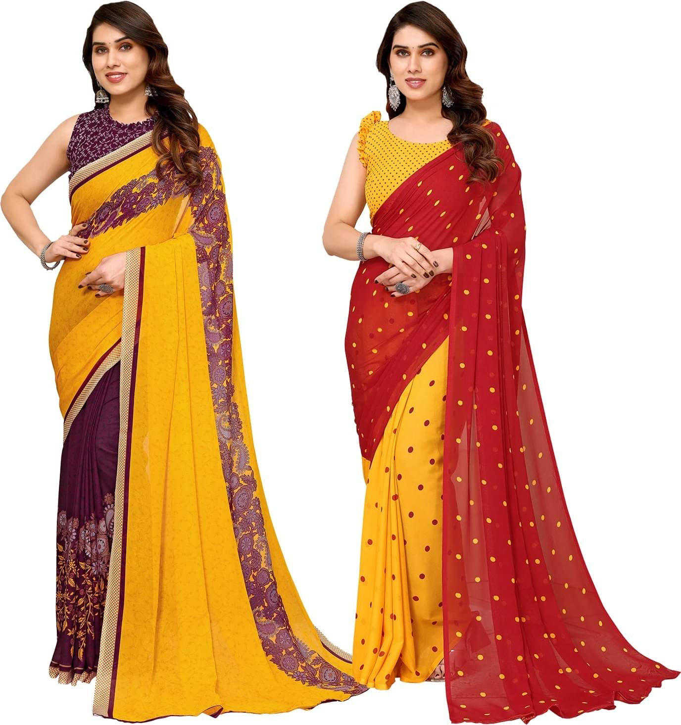 ANAND SAREES Georgette Printed Saree With Unstitched Blouse Piece ( Multicolor ) ANAND SAREES Georgette Printed Saree With Unstitched Blouse Piece ( Multicolor )