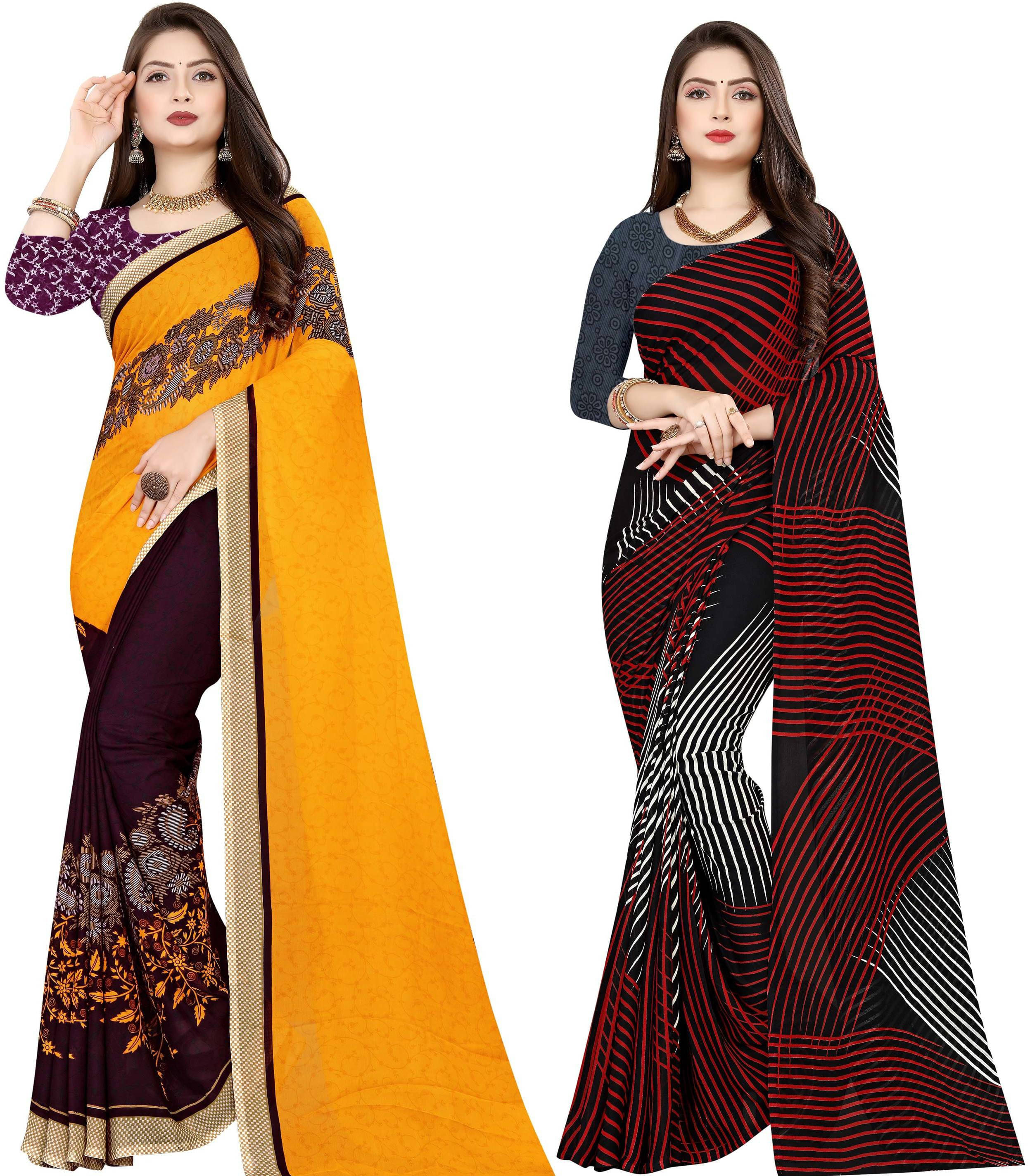 ANAND SAREES Georgette Printed Saree With Unstitched Blouse Piece ( Multicolor )     			ANAND SAREES Georgette Printed Saree With Unstitched Blouse Piece ( Multicolor )