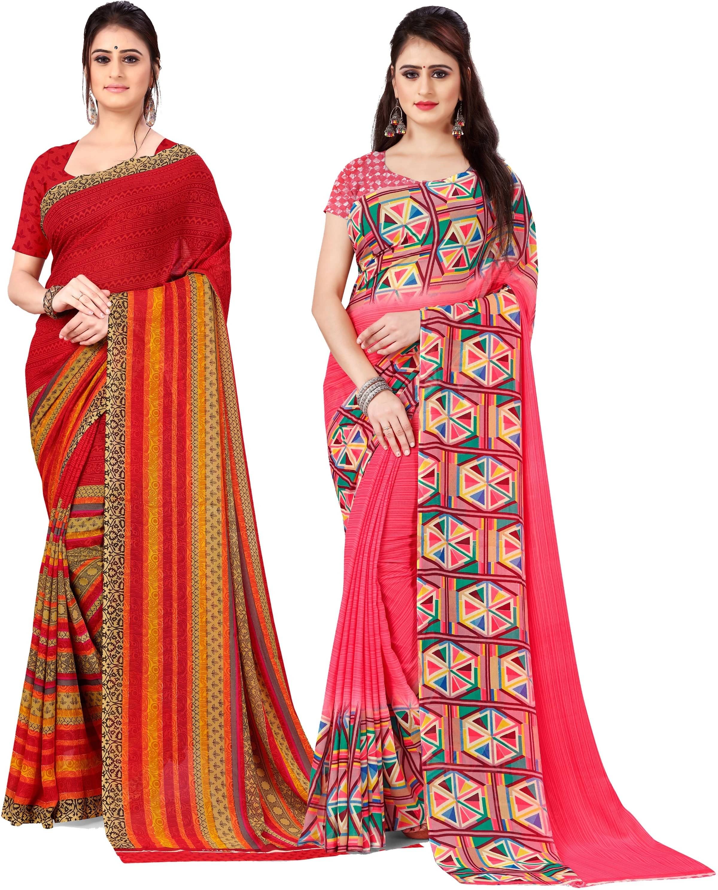     			ANAND SAREES Georgette Printed Saree With Unstitched Blouse Piece ( Multicolor )