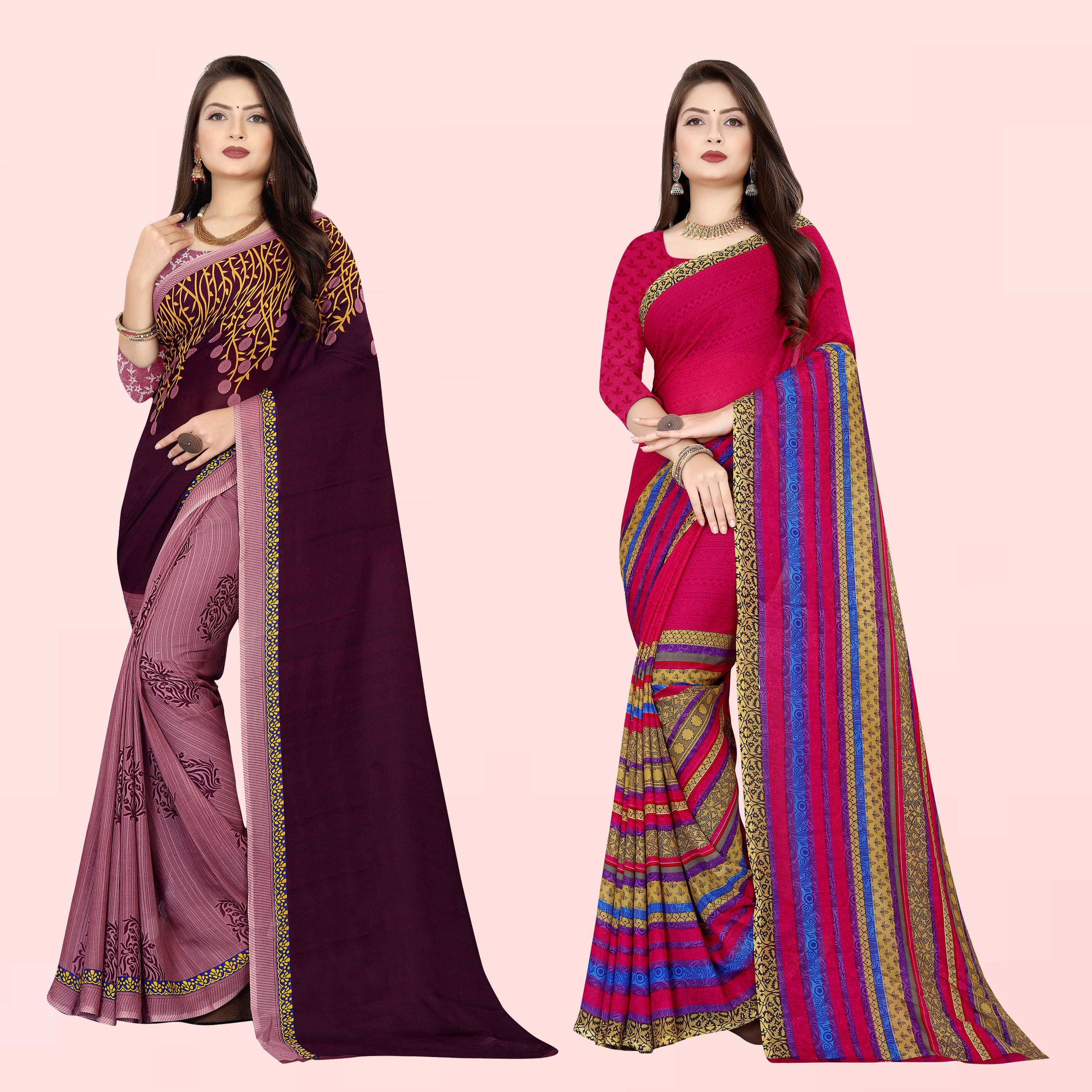 ANAND SAREES Georgette Printed Saree With Unstitched Blouse Piece ( Multicolor ) ANAND SAREES Georgette Printed Saree With Unstitched Blouse Piece ( Multicolor )