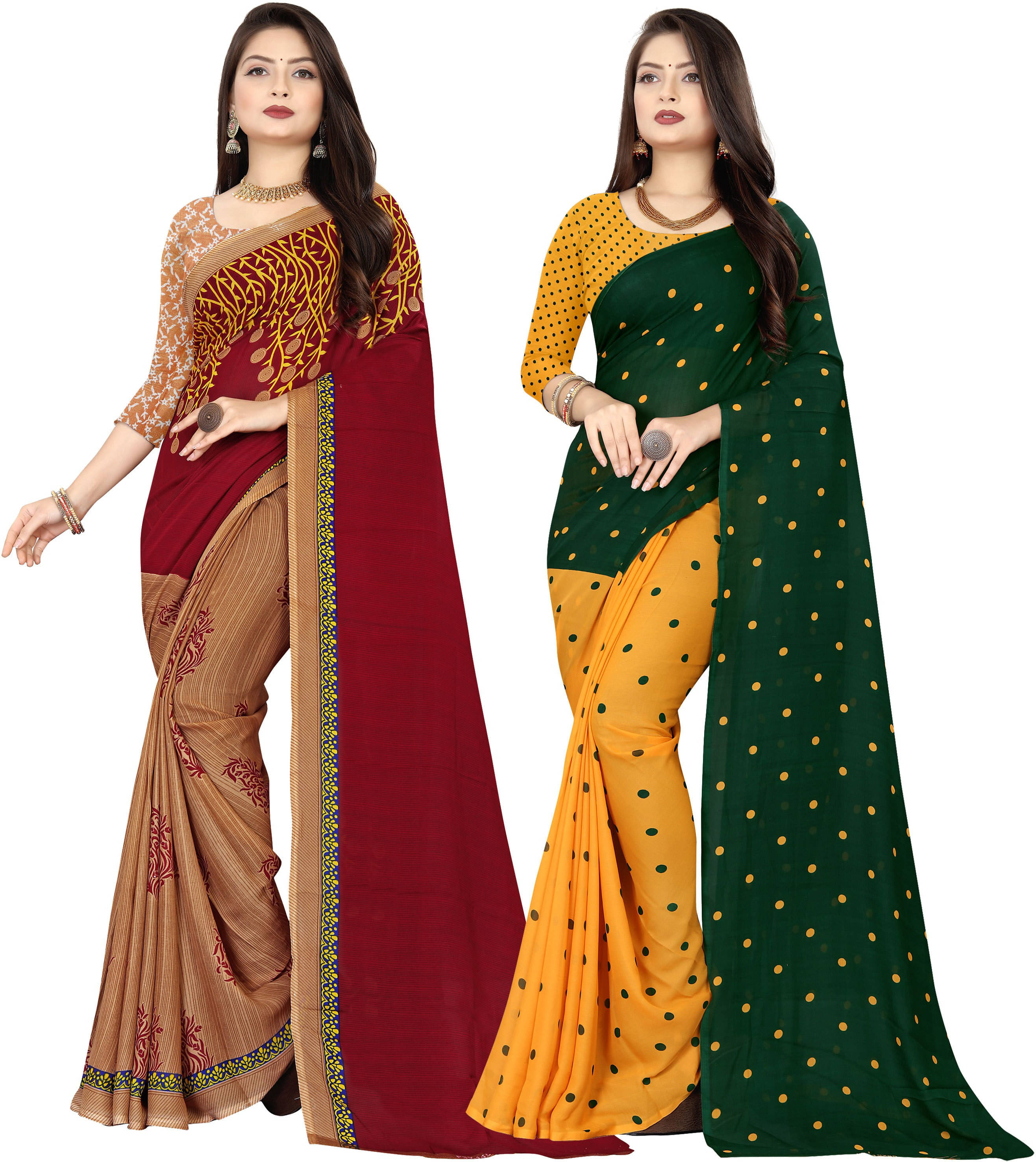     			ANAND SAREES Georgette Printed Saree With Unstitched Blouse Piece ( Multicolor )