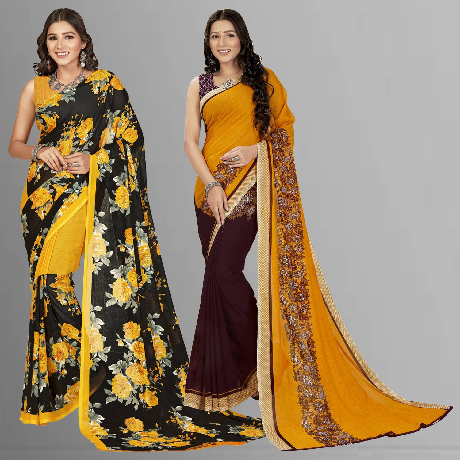     			ANAND SAREES Georgette Printed Saree With Unstitched Blouse Piece ( Multicolor )