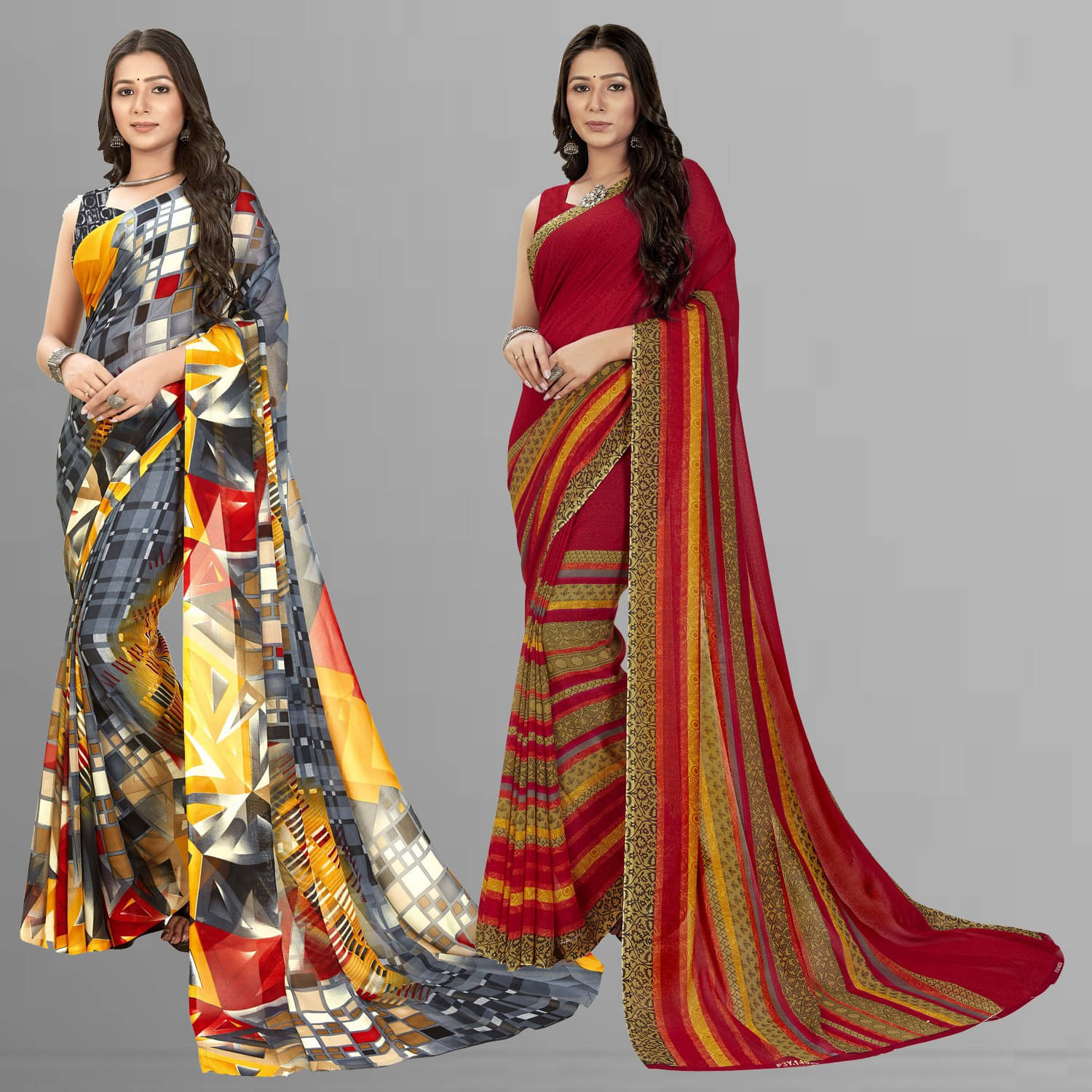     			ANAND SAREES Georgette Printed Saree With Unstitched Blouse Piece ( Red )