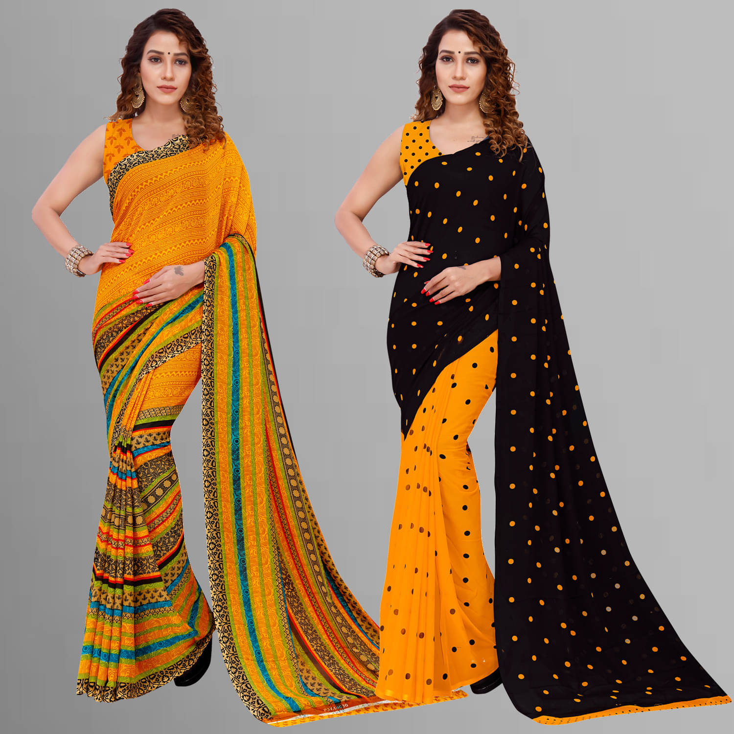     			ANAND SAREES Georgette Printed Saree With Unstitched Blouse Piece ( Multicolor )