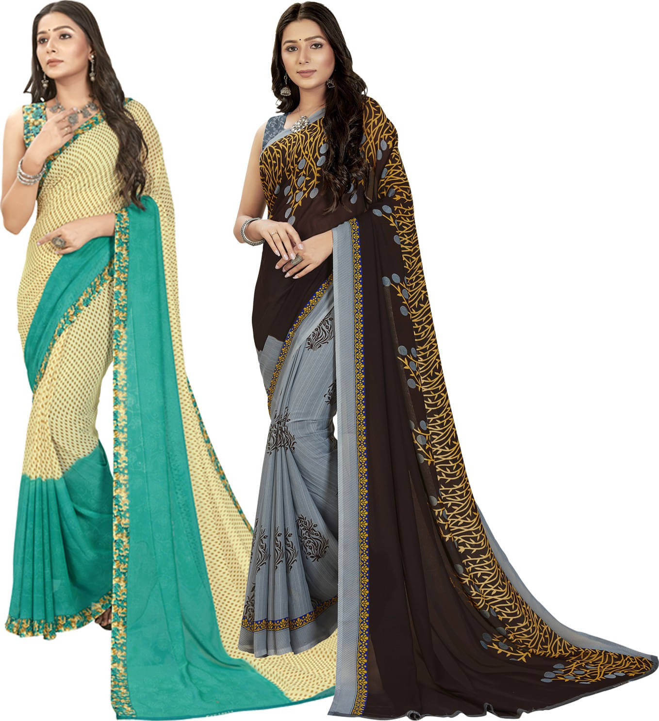     			ANAND SAREES Georgette Printed Saree With Unstitched Blouse Piece ( Multicolor )