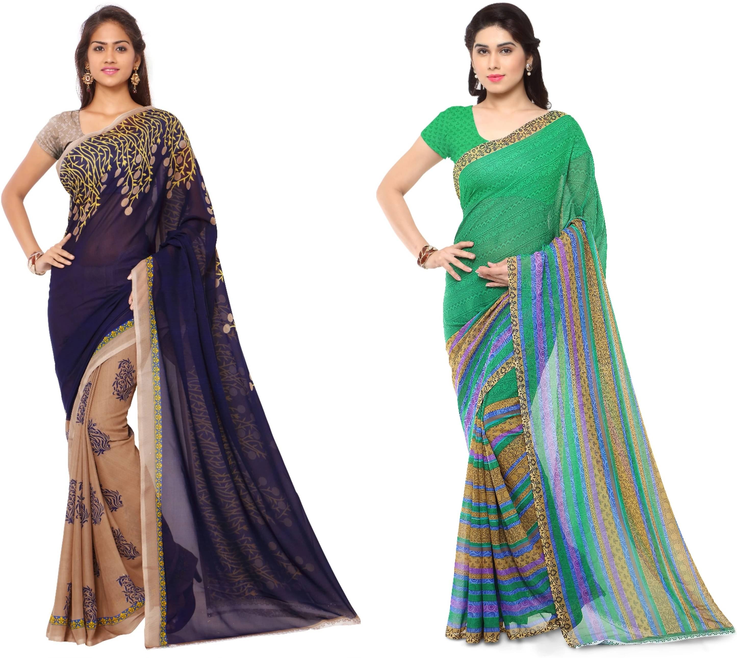 ANAND SAREES Georgette Printed Saree With Unstitched Blouse Piece ( Multicolor ) ANAND SAREES Georgette Printed Saree With Unstitched Blouse Piece ( Multicolor )