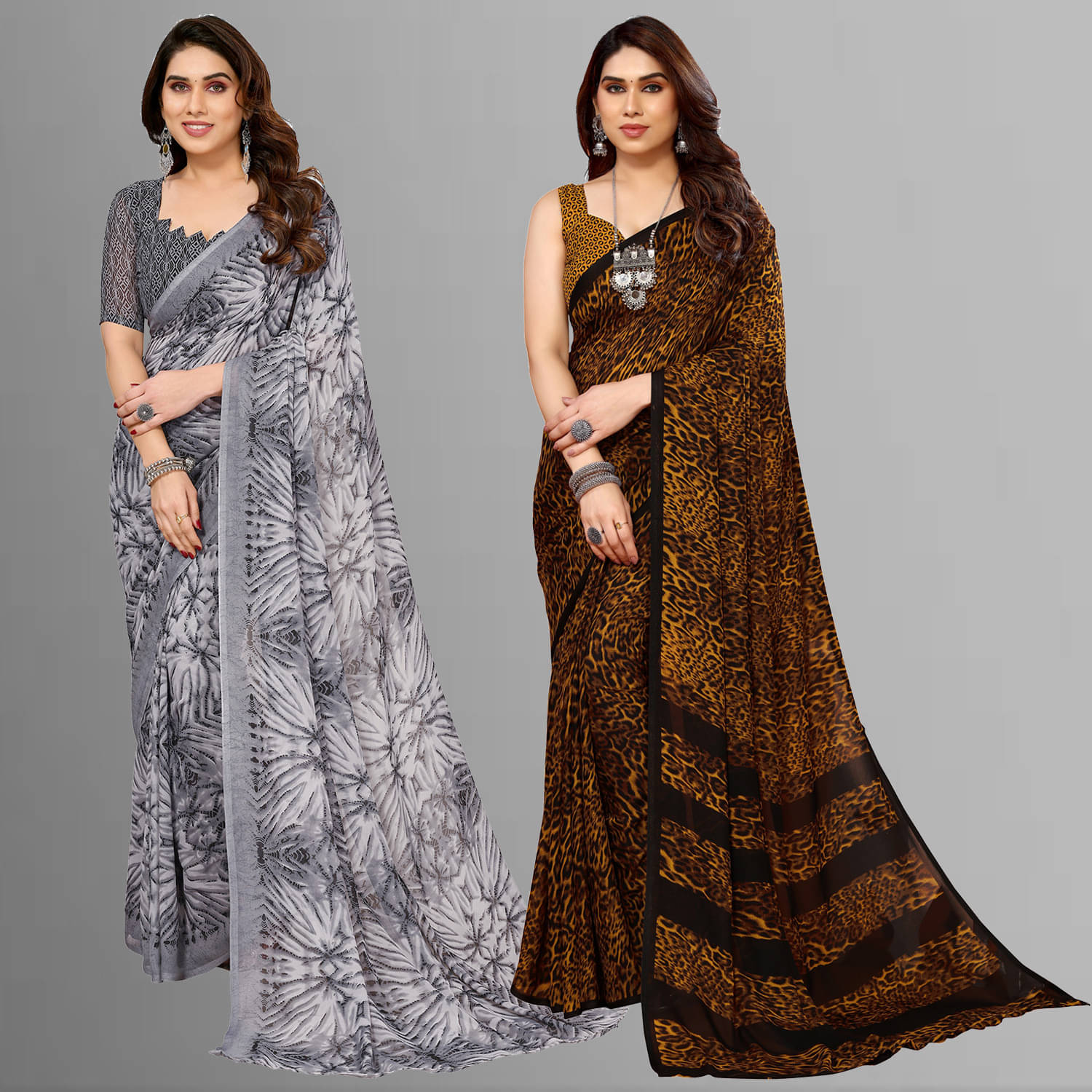 ANAND SAREES Georgette Printed Saree With Unstitched Blouse Piece ( Multicolor ) ANAND SAREES Georgette Printed Saree With Unstitched Blouse Piece ( Multicolor )